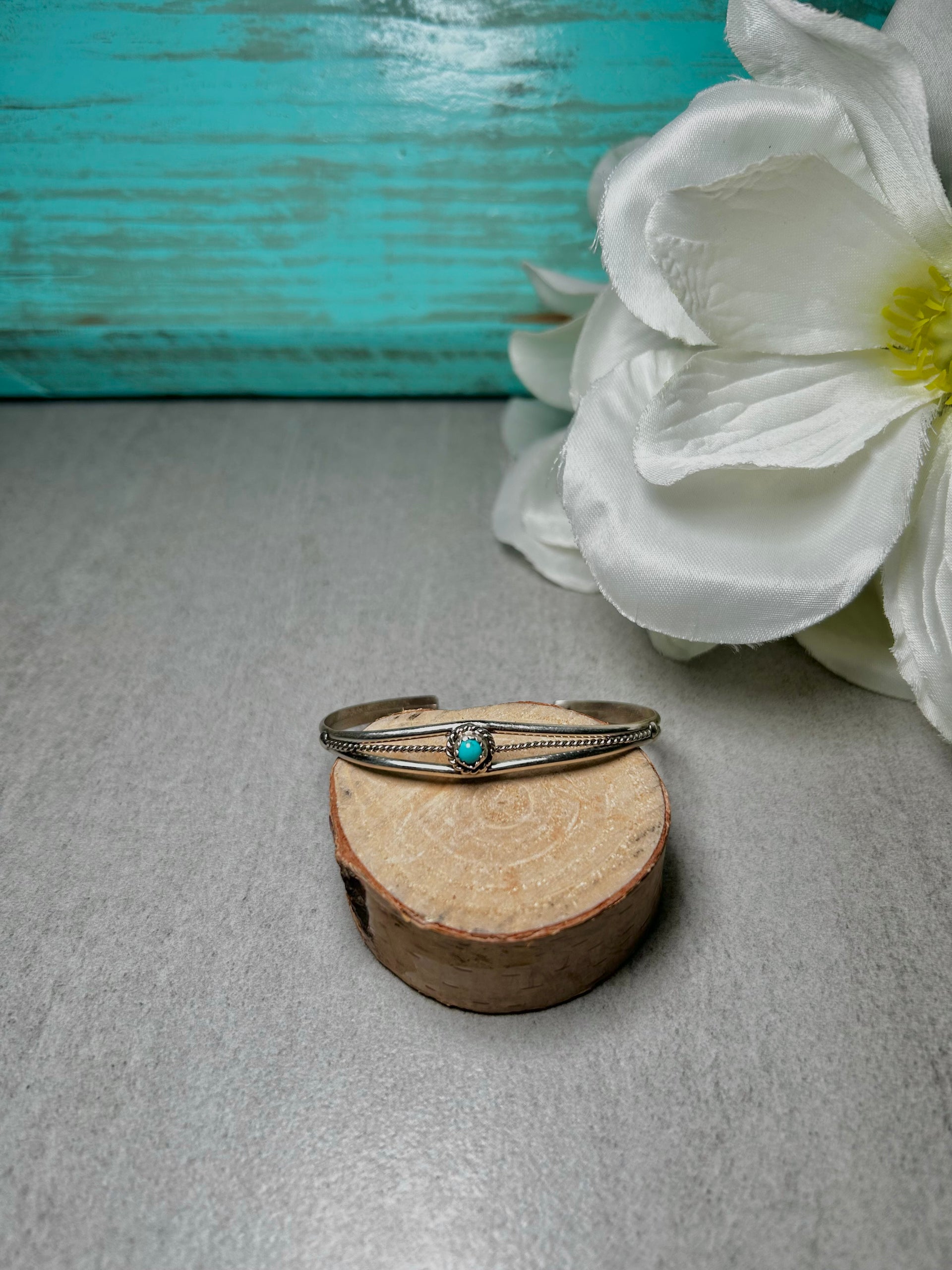 Navajo Made Kingman Turquoise & Sterling Silver Cuff Bracelet