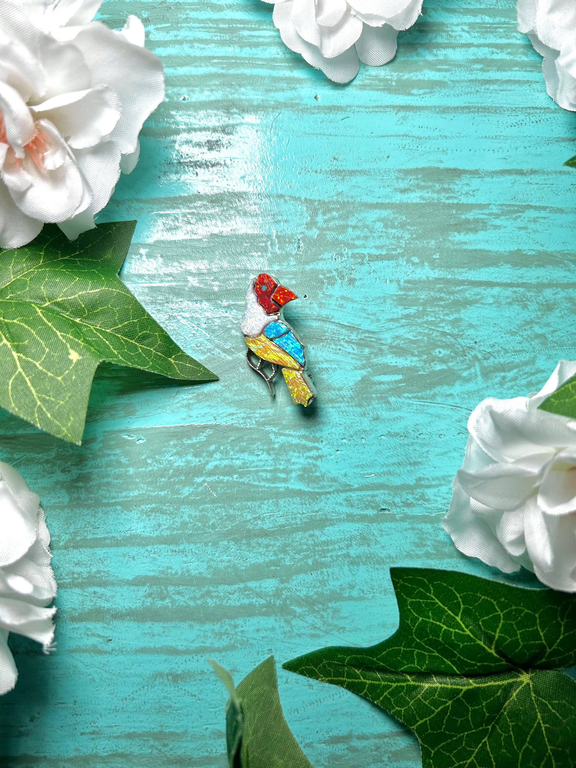 Zuni Made Multi Stone Inlay & Sterling Silver Pendant/Pin