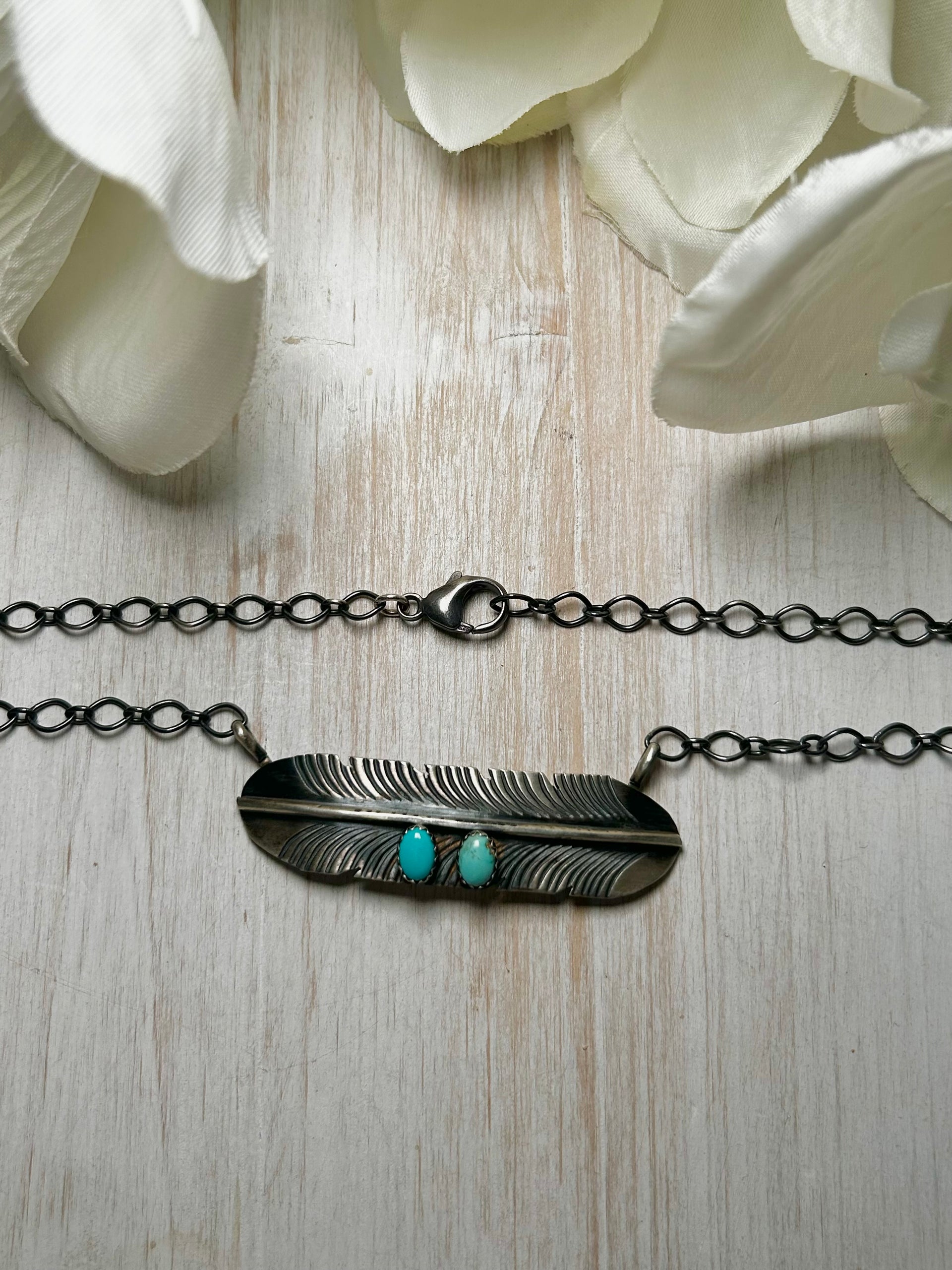 Navajo Made Kingman Turquoise & Sterling Silver Necklace
