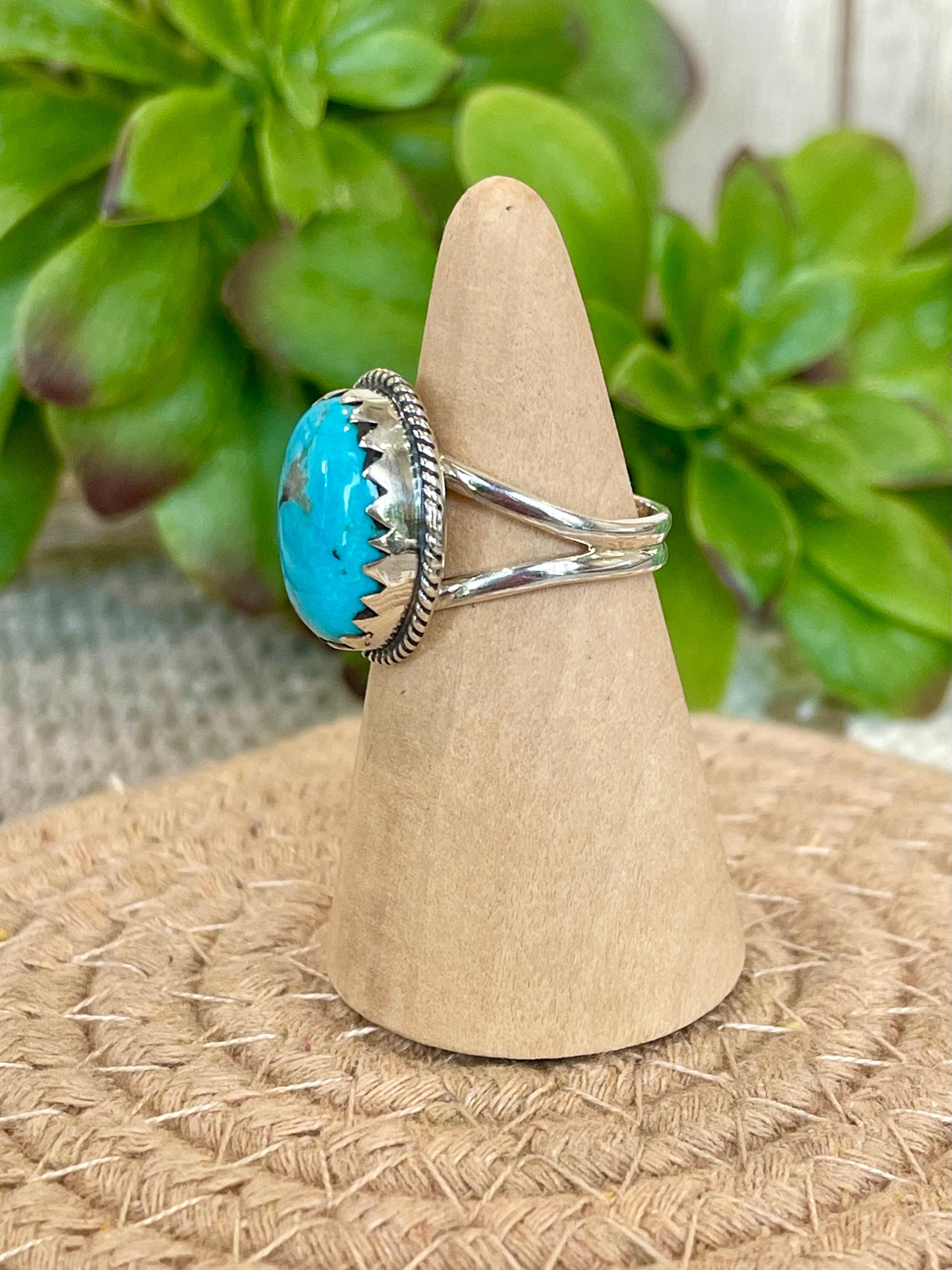 Southwest Handmade Kingman Turquoise & Sterling Silver Size 7 Ring