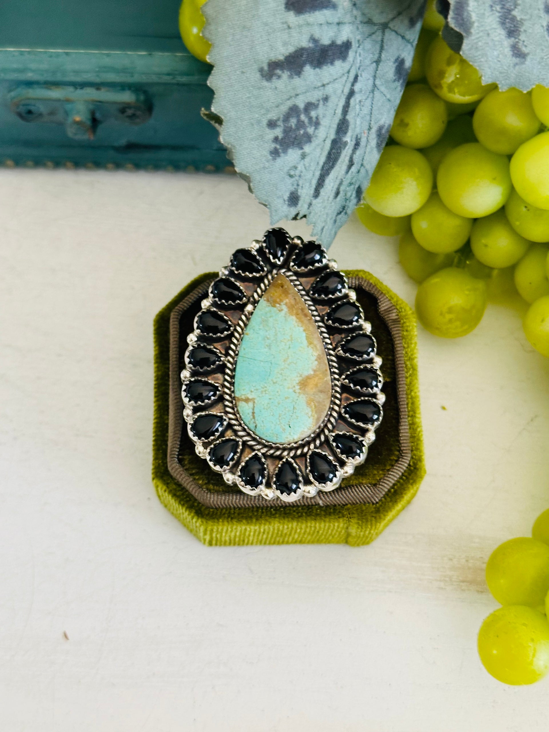 Southwest Handmade Multi Stone & Sterling Silver Cluster Adjustable Ring