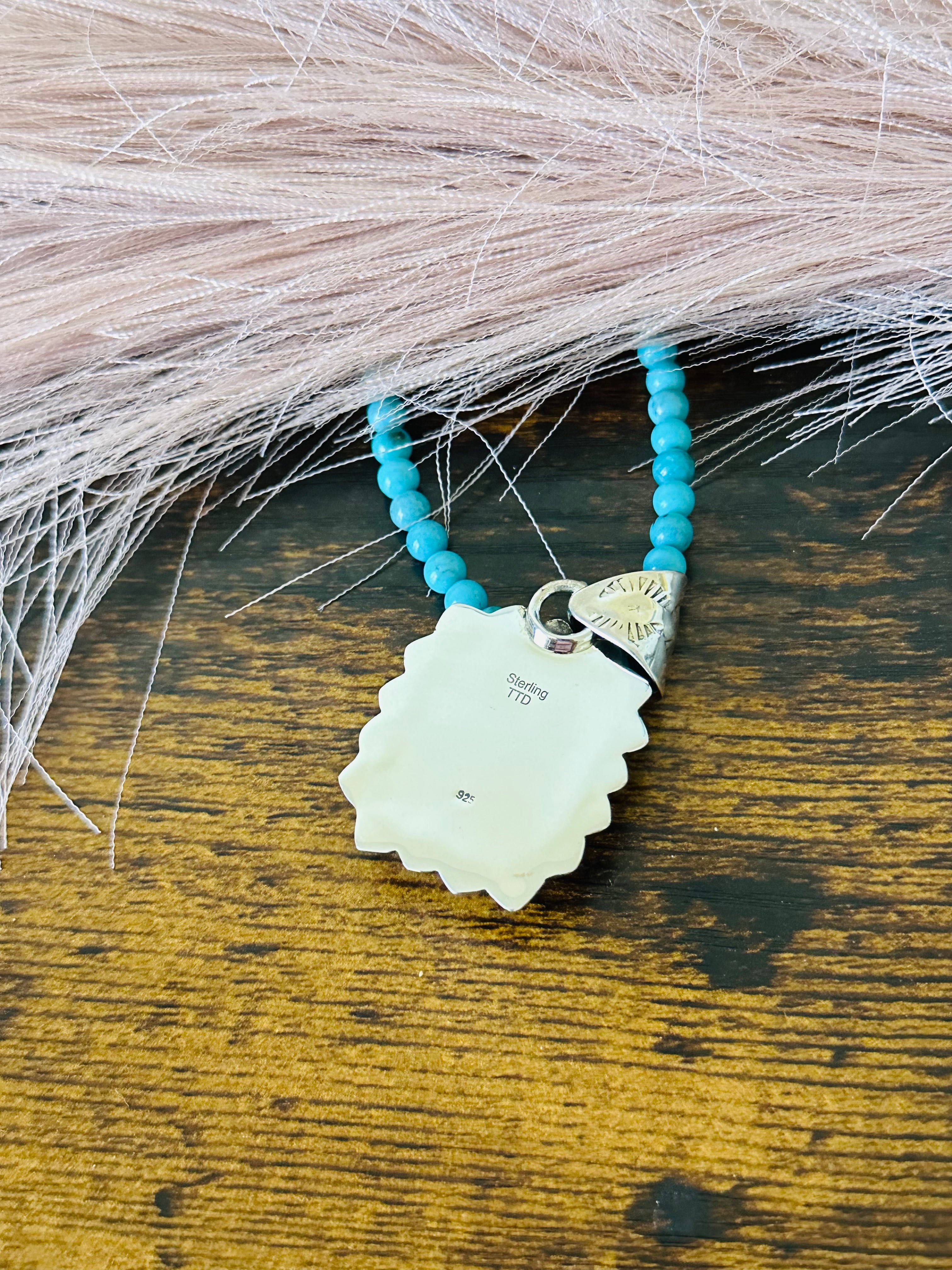 Southwest Handmade White Buffalo & Sterling Silver Pendant