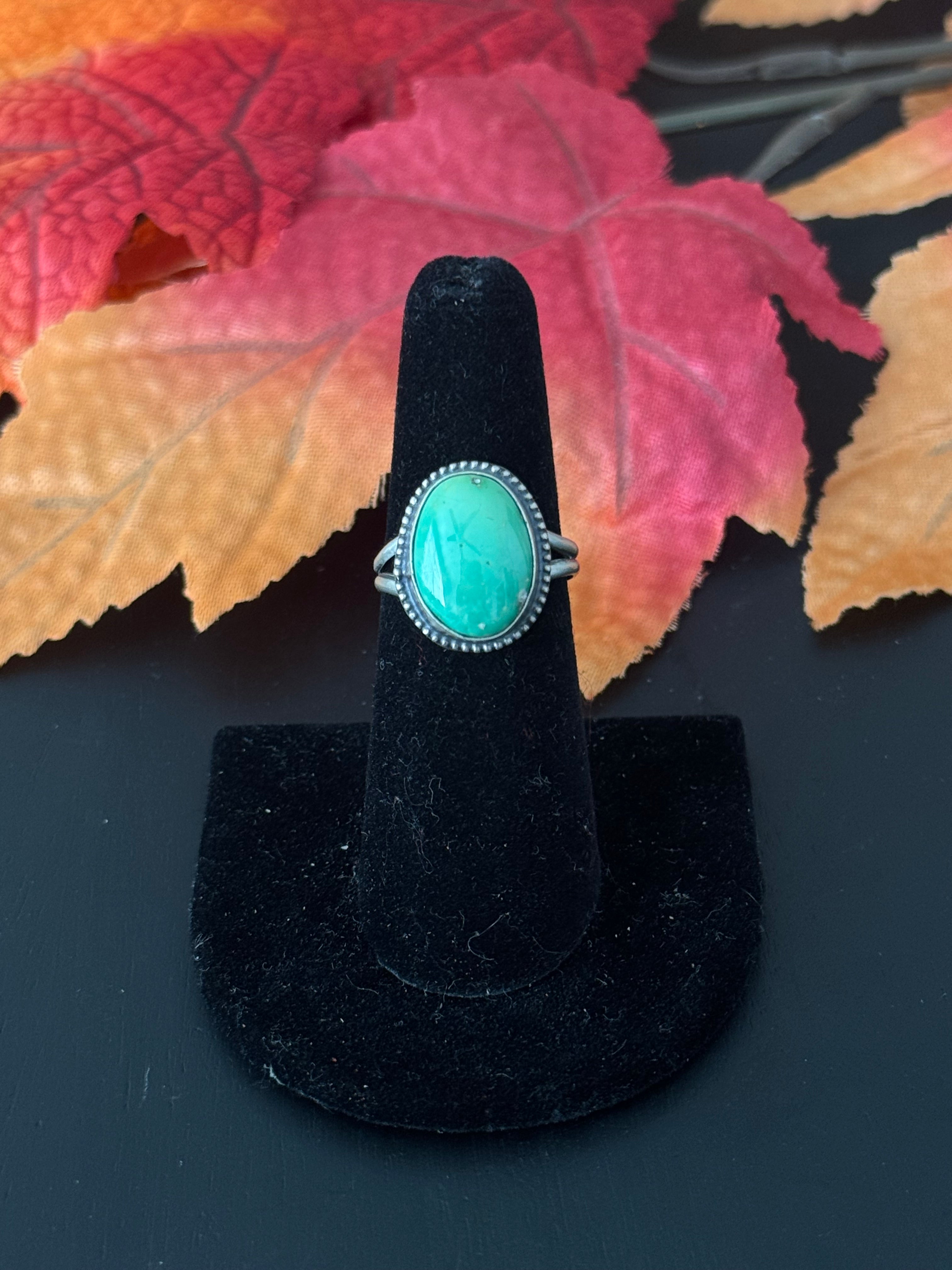 Navajo Made Emerald Valley Turquoise & Sterling Silver Ring