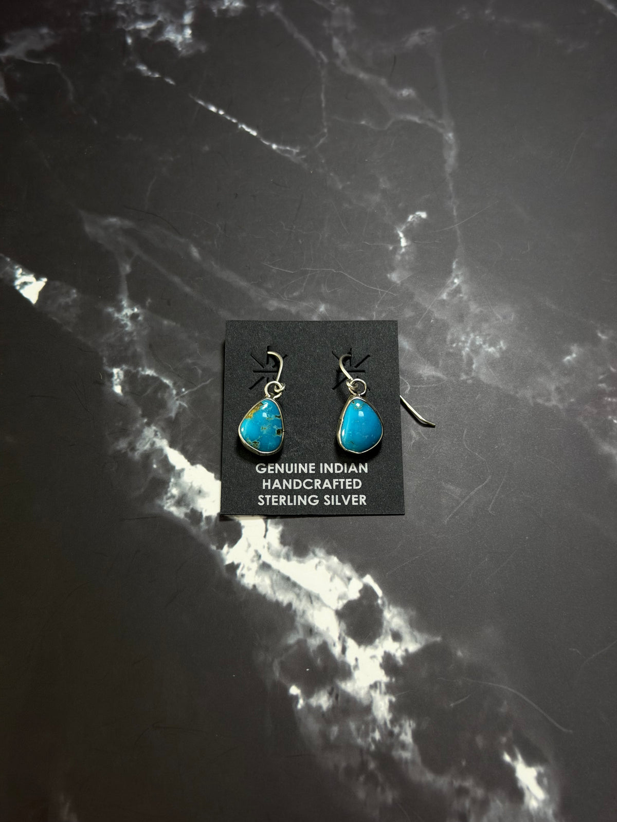Navajo Made Kingman Turquoise & Sterling Silver Dangle Earrings