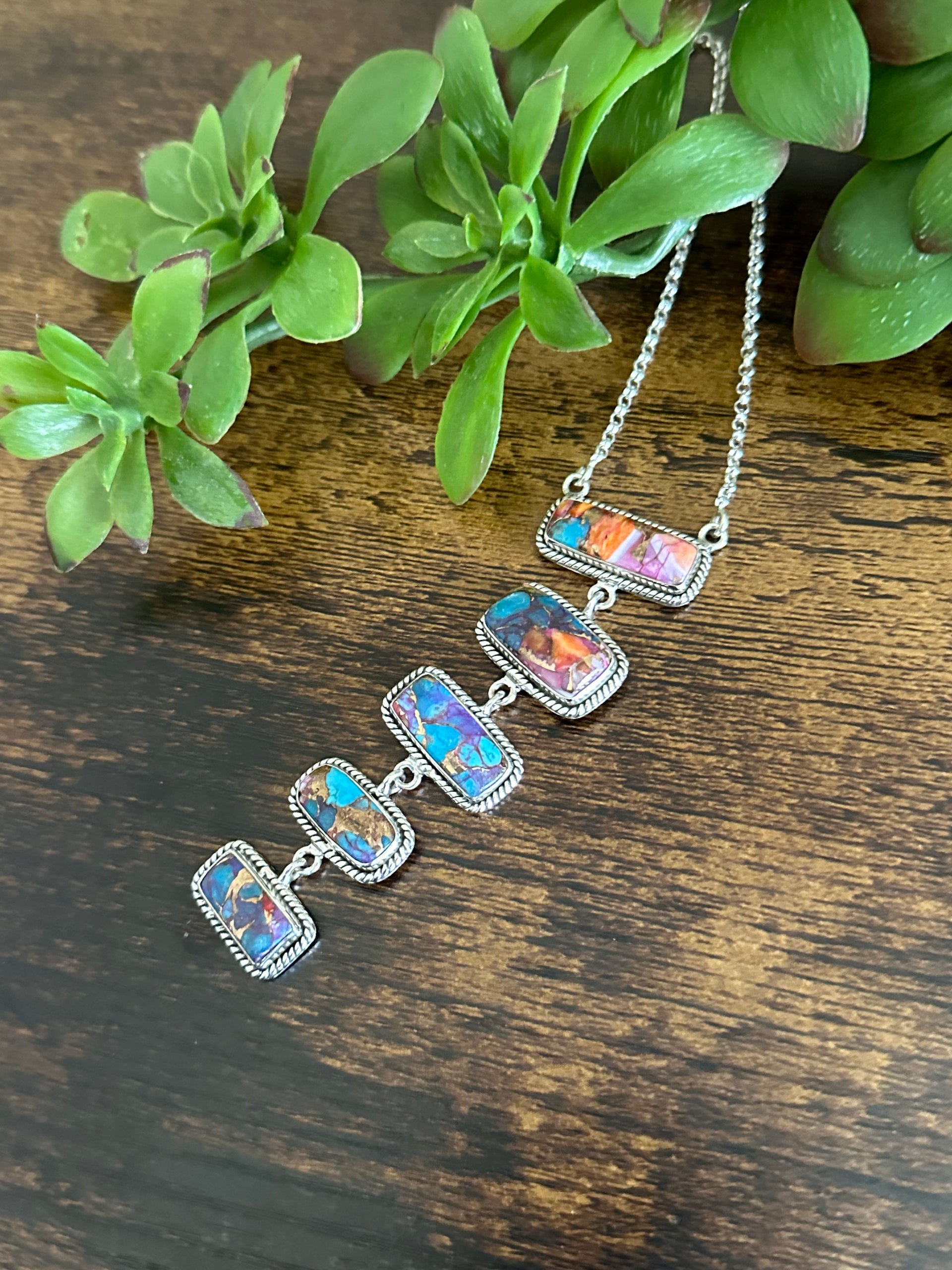 Southwest Made Mohave Turquoise & Sterling Silver Necklace