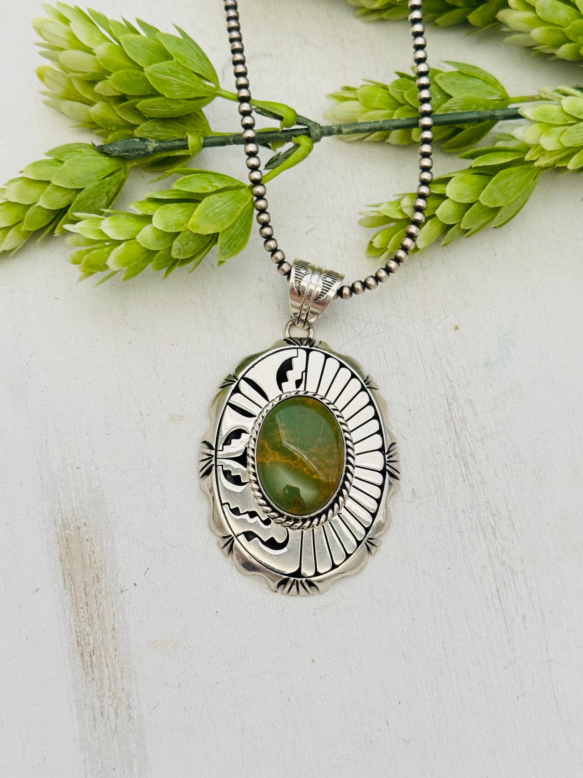 Eugene Belone Kingman Turquoise & Sterling Silver Pendant