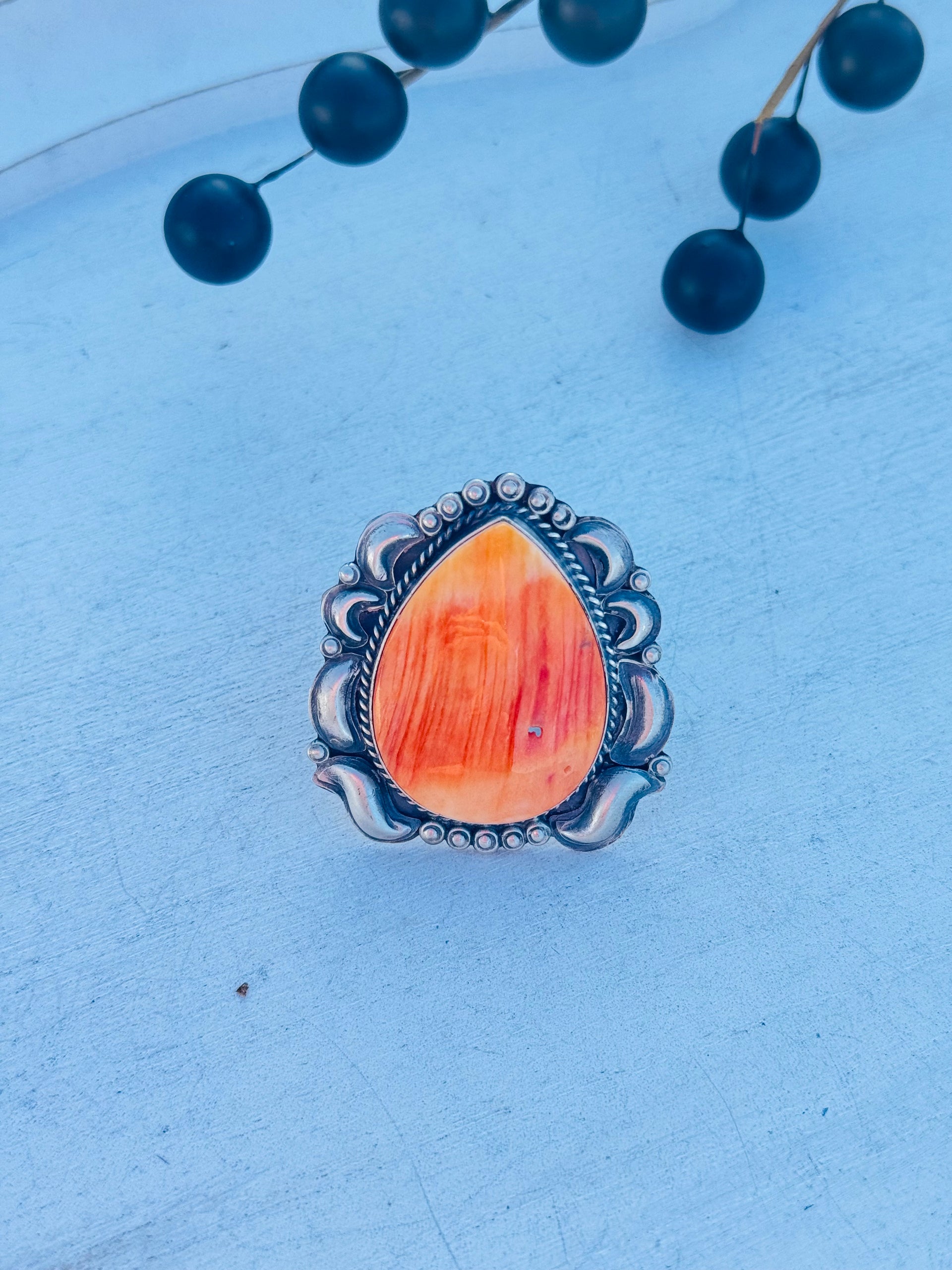 Tillie John Spiny Oyster & Sterling Silver Adjustable Ring