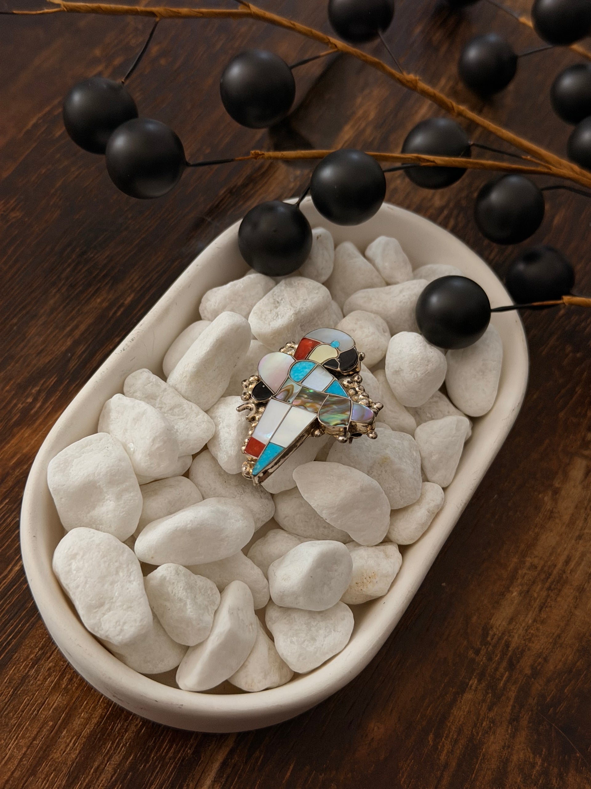 Zuni Made Multi Stone & Sterling Silver Pin/Pendant