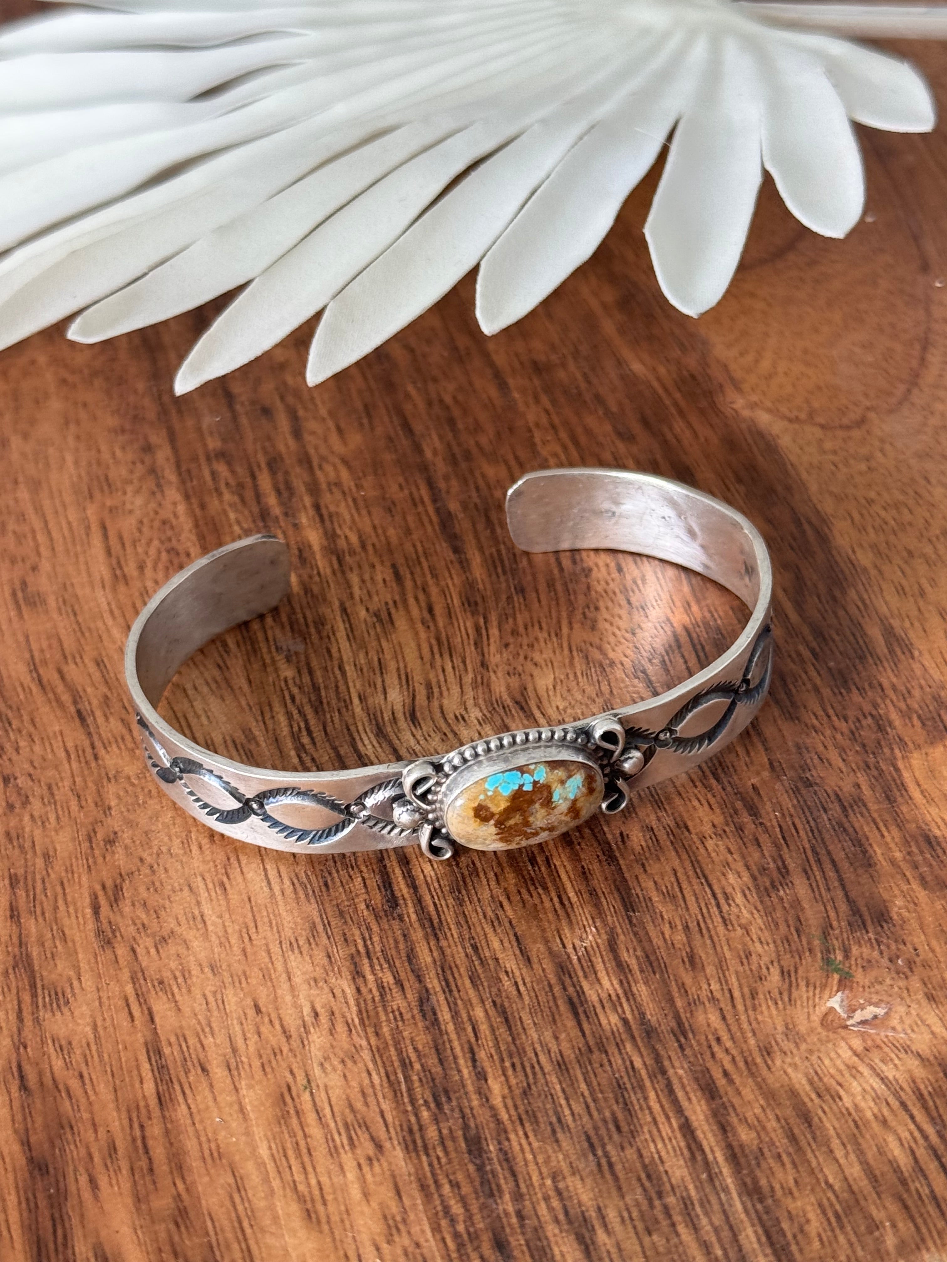 Navajo Made Royston Turquoise & Sterling Silver Cuff Bracelet