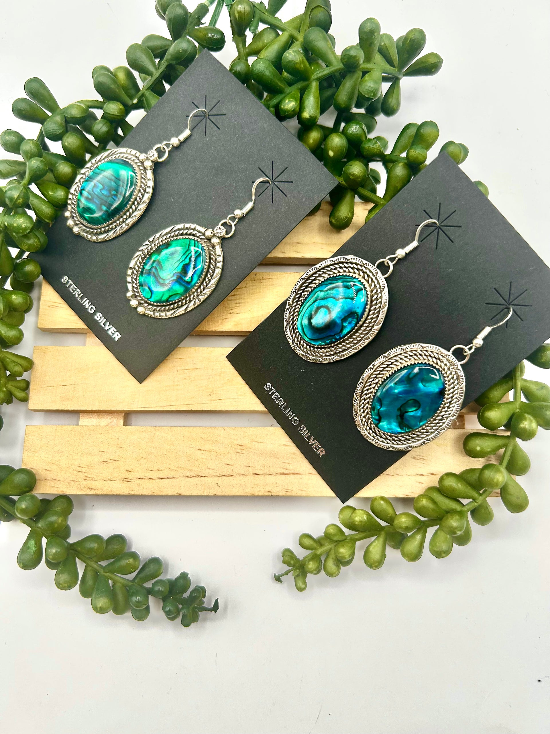 Old Pawn Joe Fox Pava Shell & Sterling Silver Hook Earrings