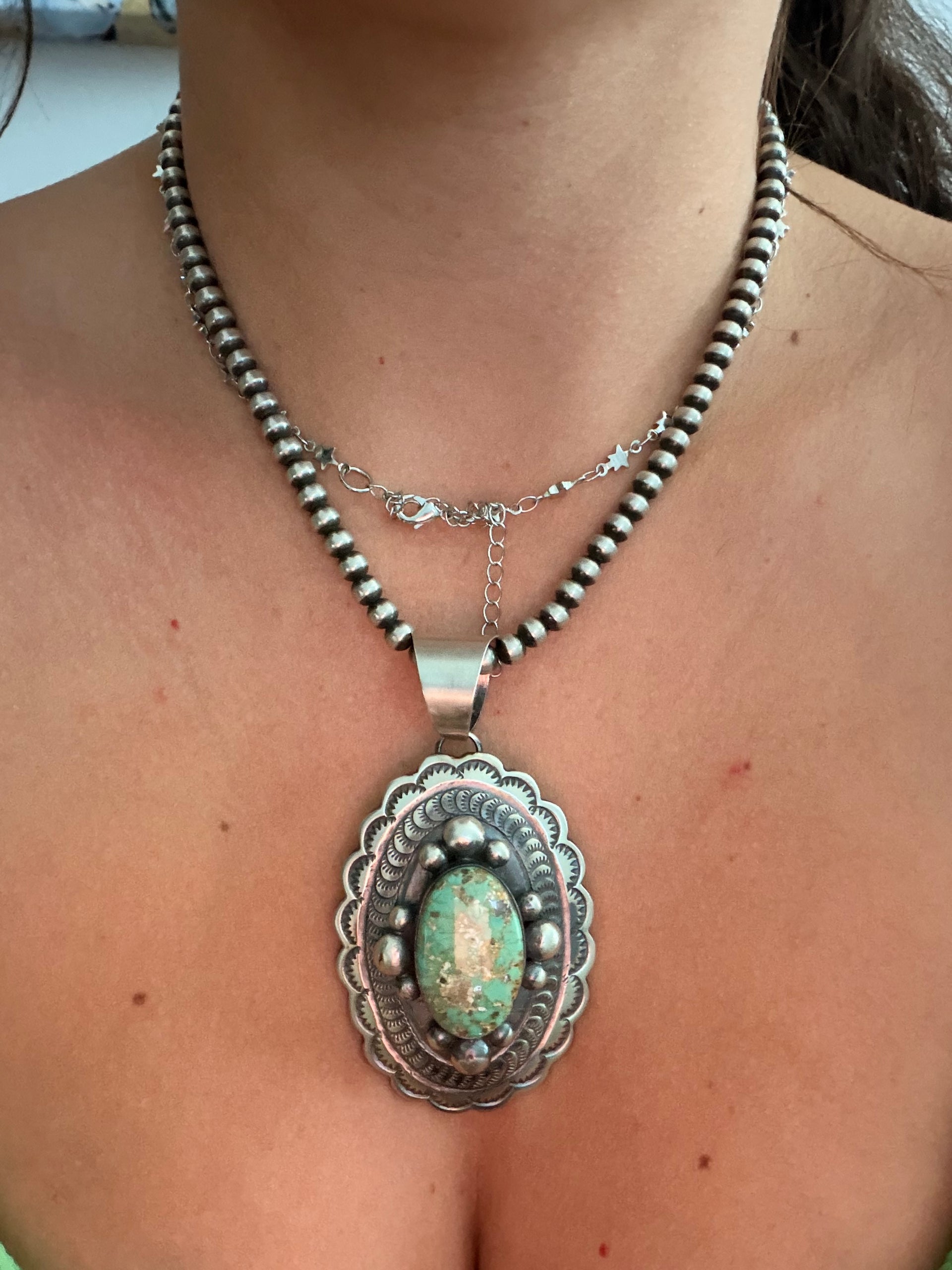 Chimney Butte Sonoran Mountain Turquoise & Sterling Silver Concho Pendant