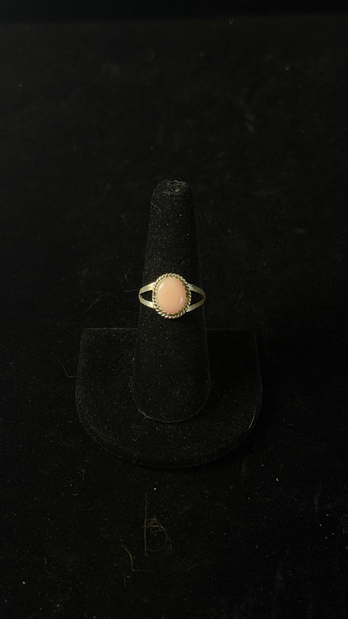 Navajo Made Pink Conch & Sterling Silver Ring