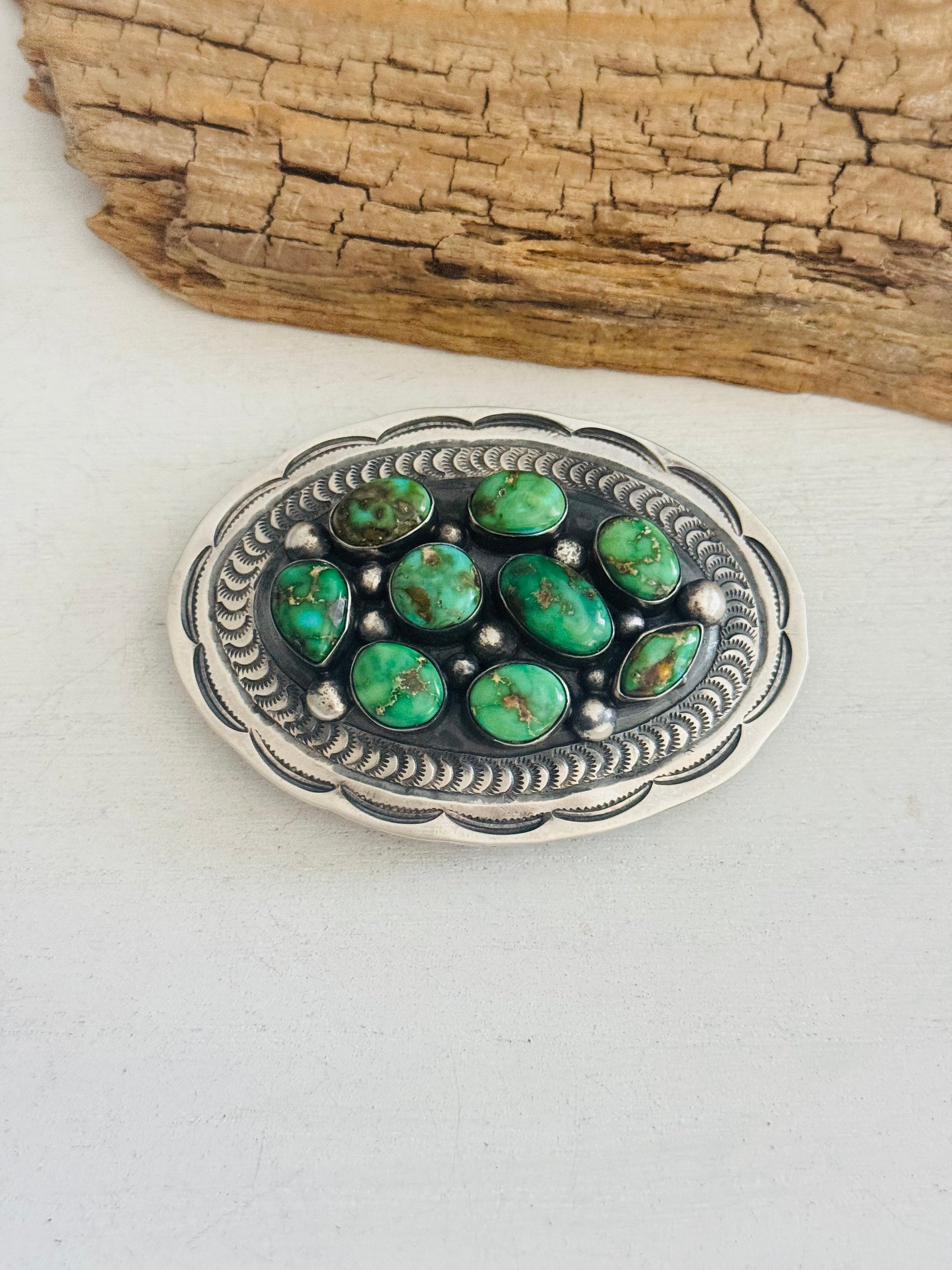 Chimney Butte Sonoran Gold Turquoise & Sterling Silver Belt Buckle