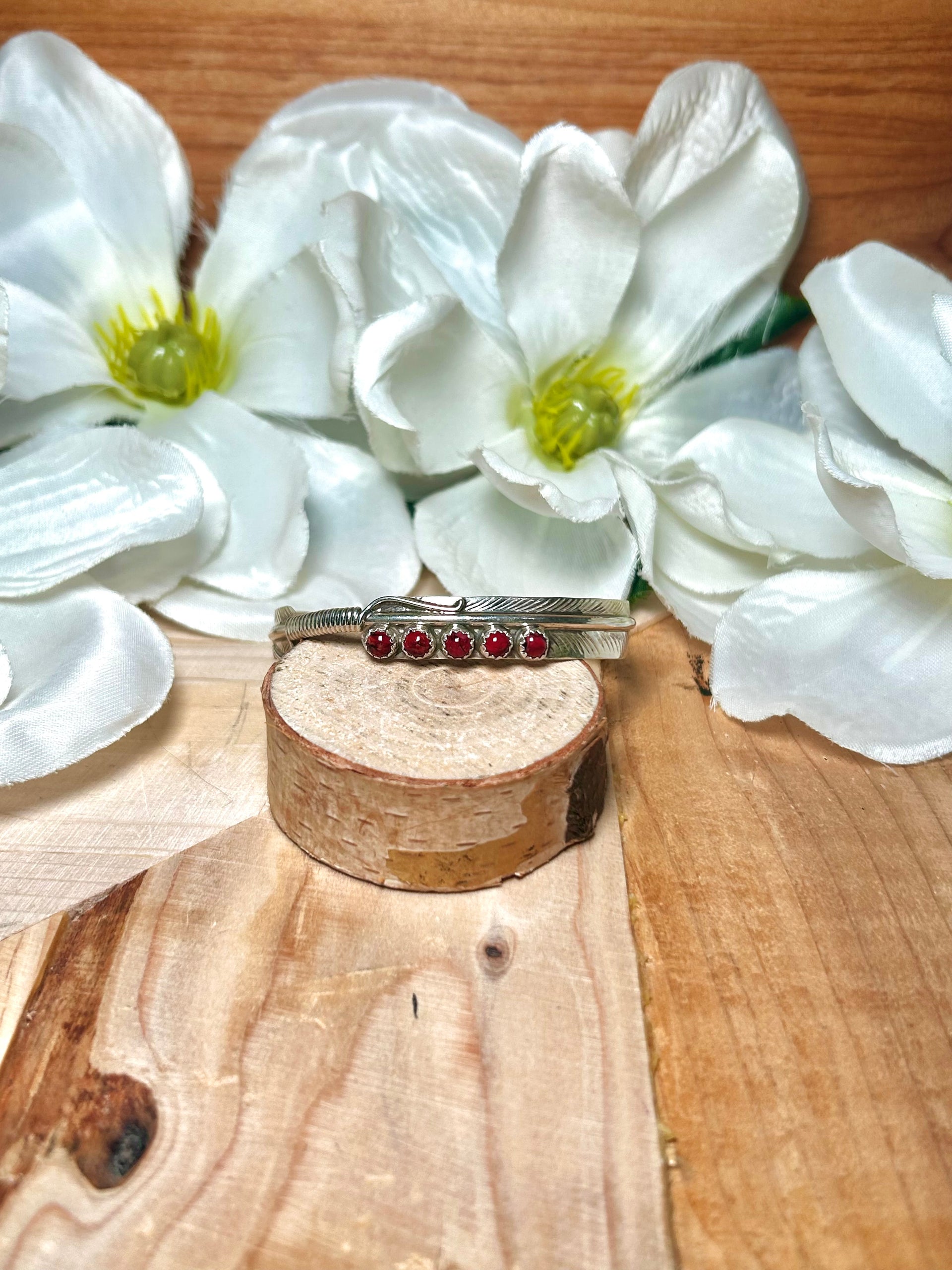 Aaron Davis Spiny Oyster & Sterling Silver Cuff Bracelet