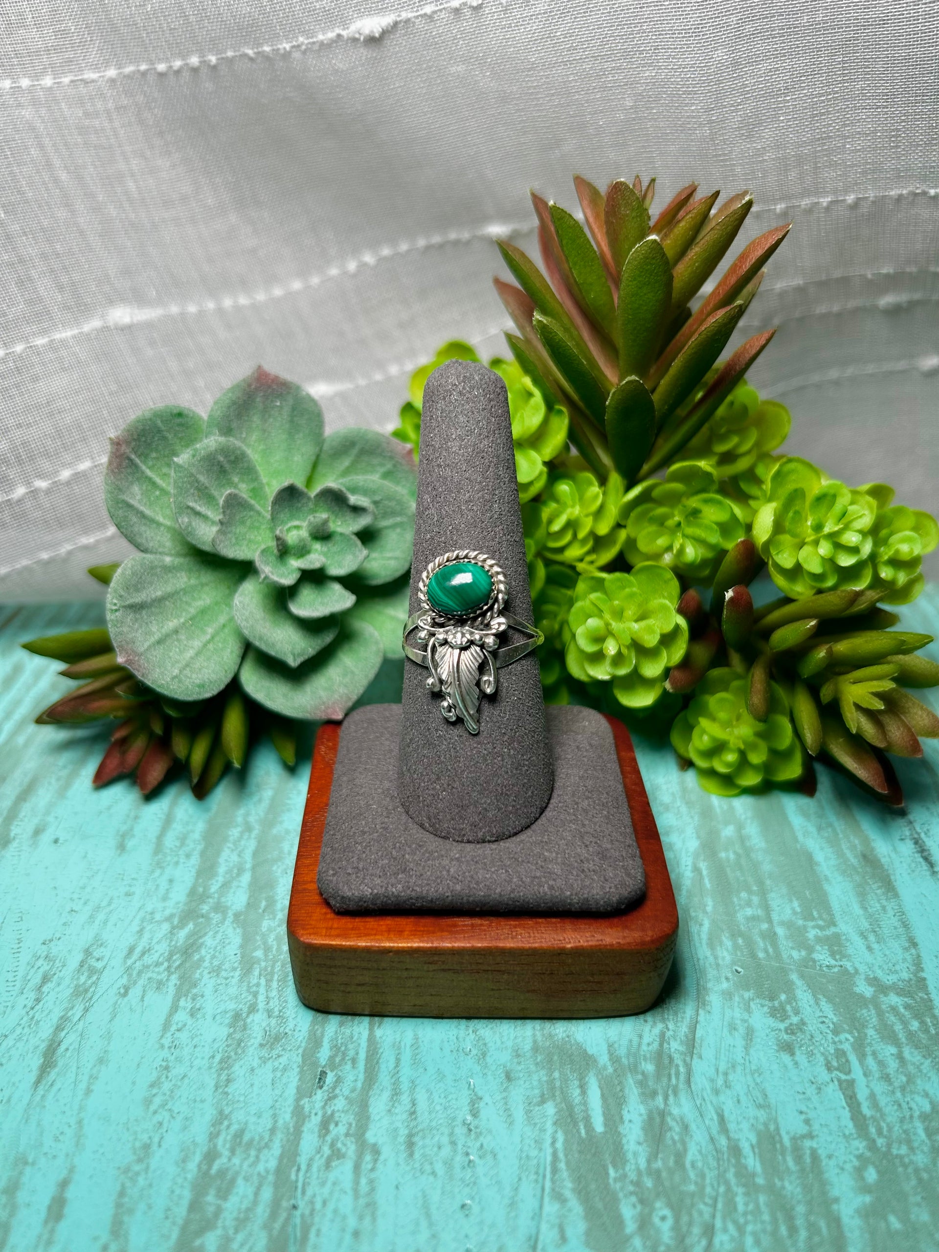 Navajo Made Malachite & Sterling Sliver Ring