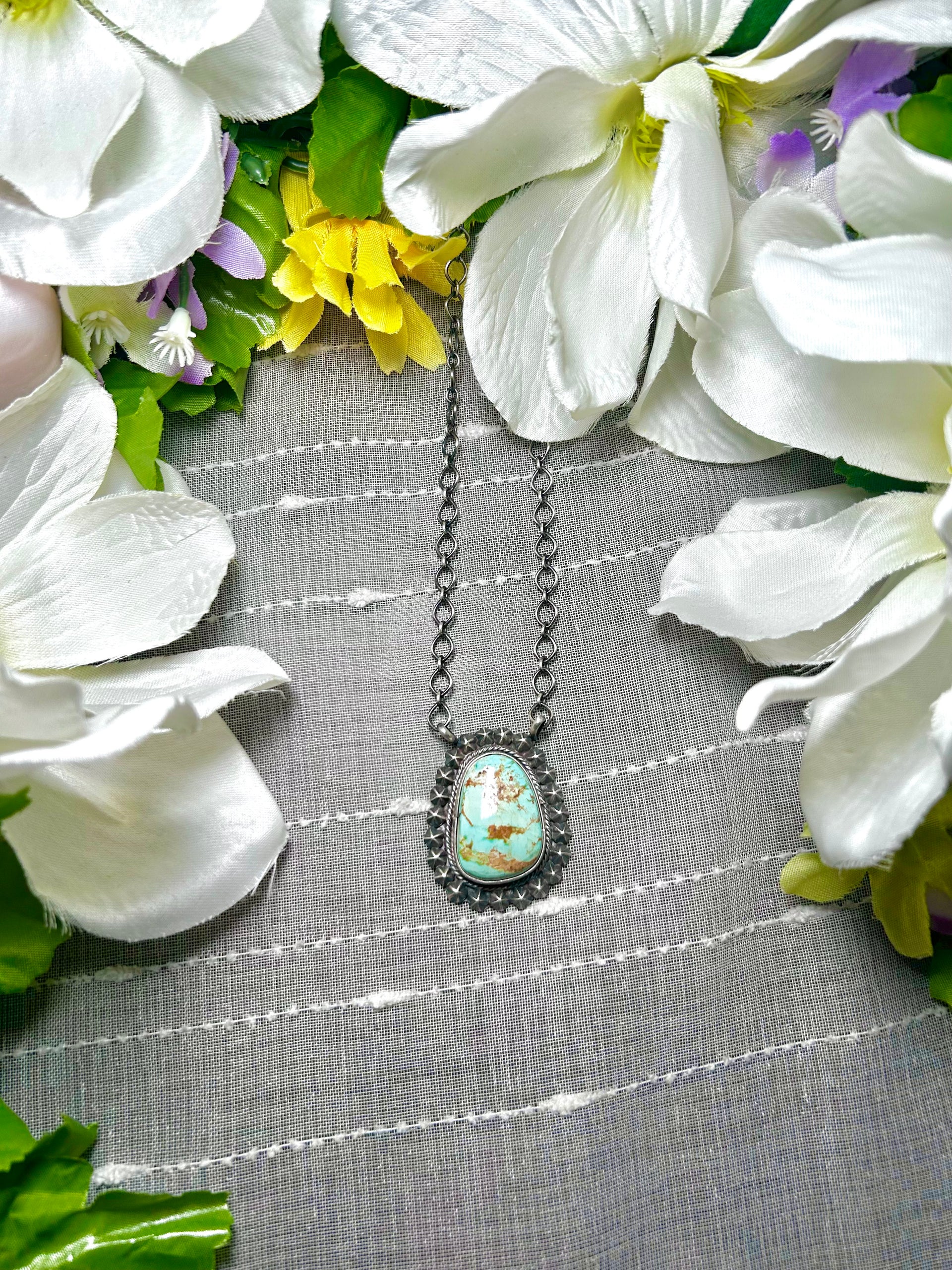 Navajo Made Royston Turquoise & Sterling Silver Necklace