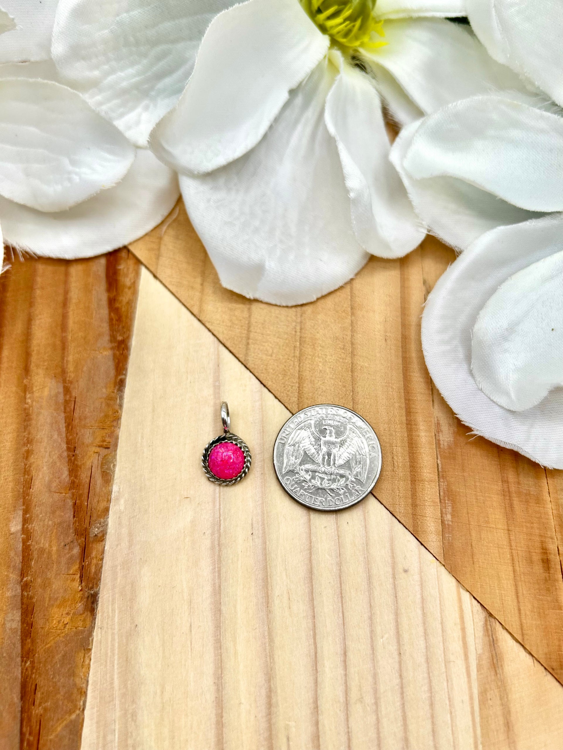 Navajo Made Pink Opal & Sterling Silver Pendant