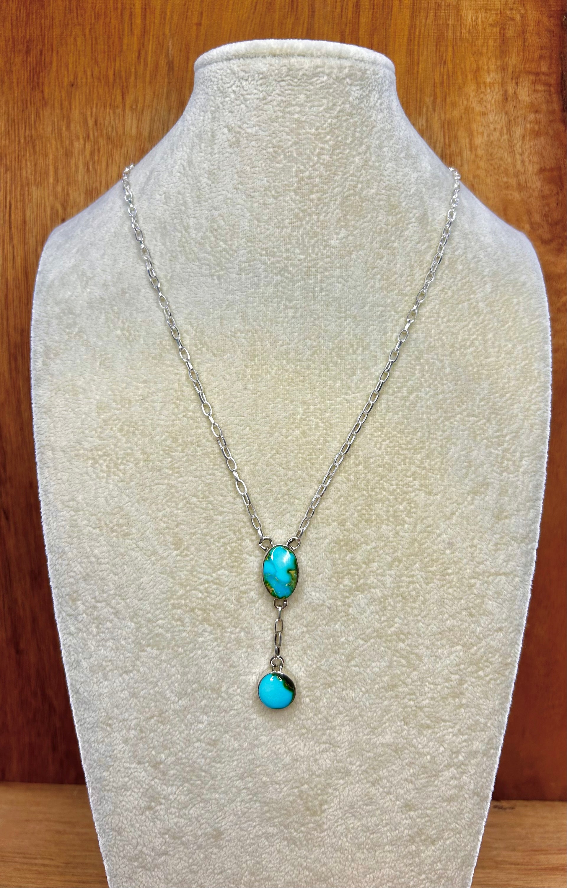 Southwest Made Sonoran Mountain Turquoise & Sterling Silver Cluster Necklace