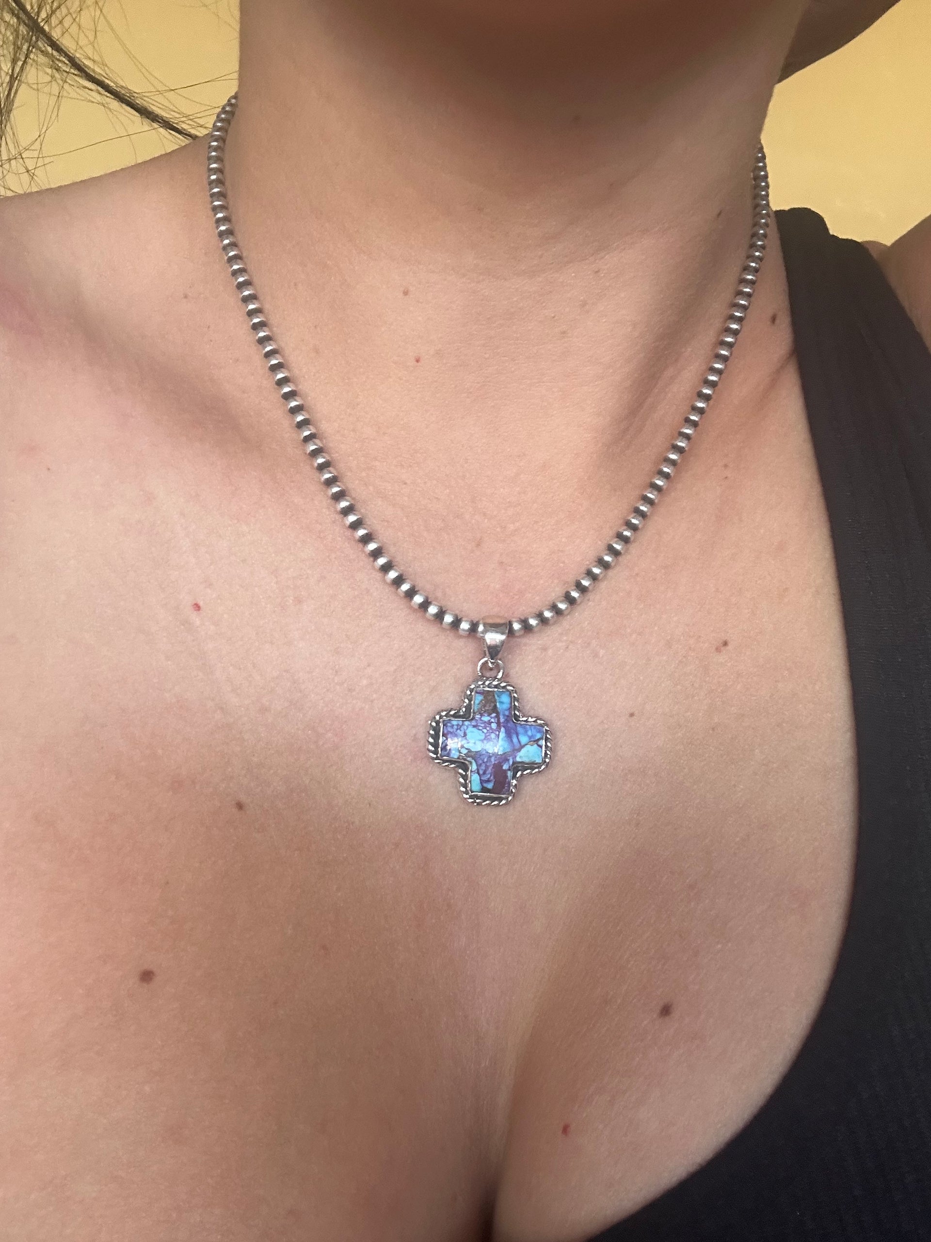 Southwest Handmade Mohave Turquoise & Sterling Silver Pendant