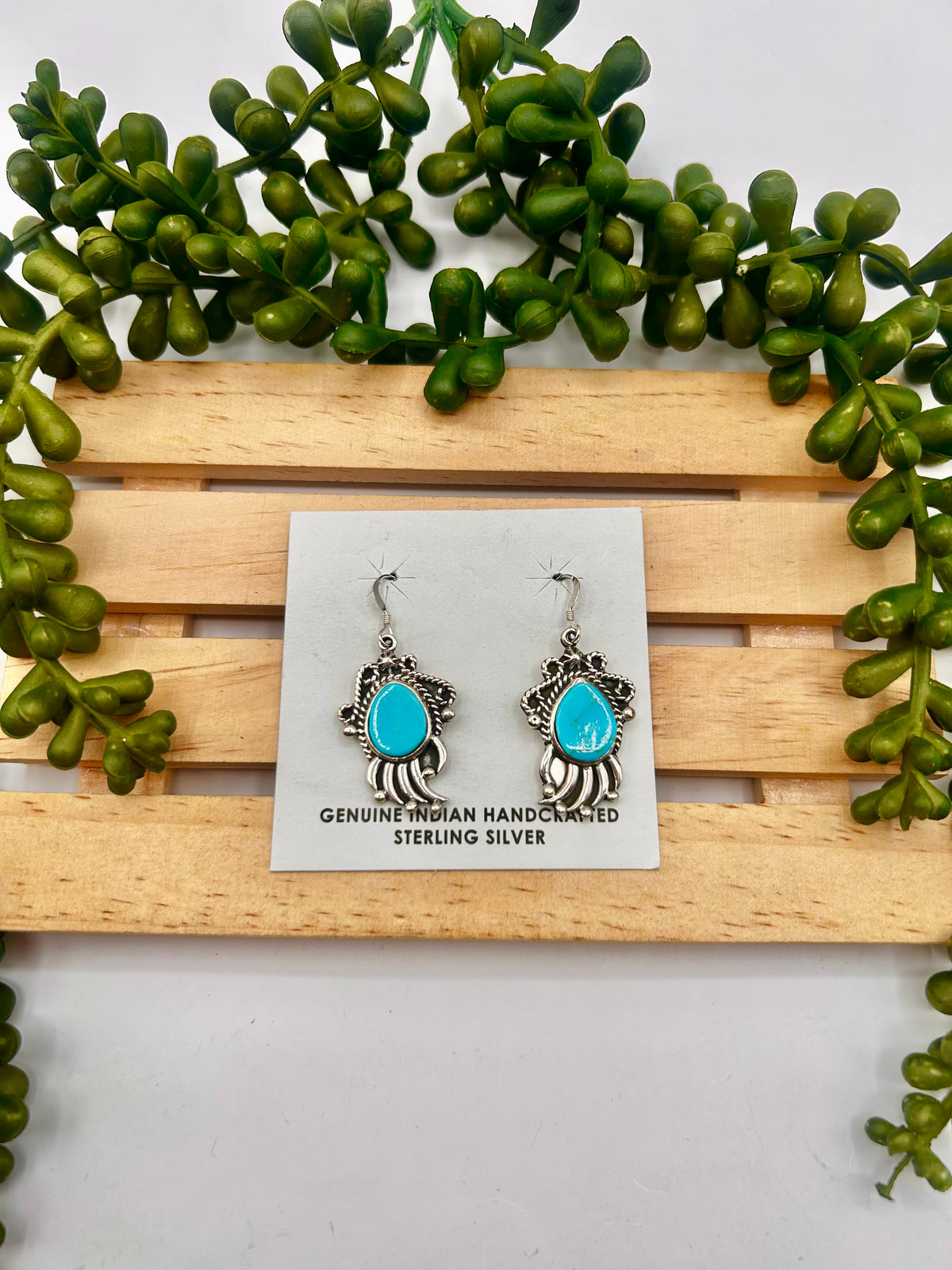Genevieve Francisco Kingman Turquoise & Sterling Silver Dangle Earrings