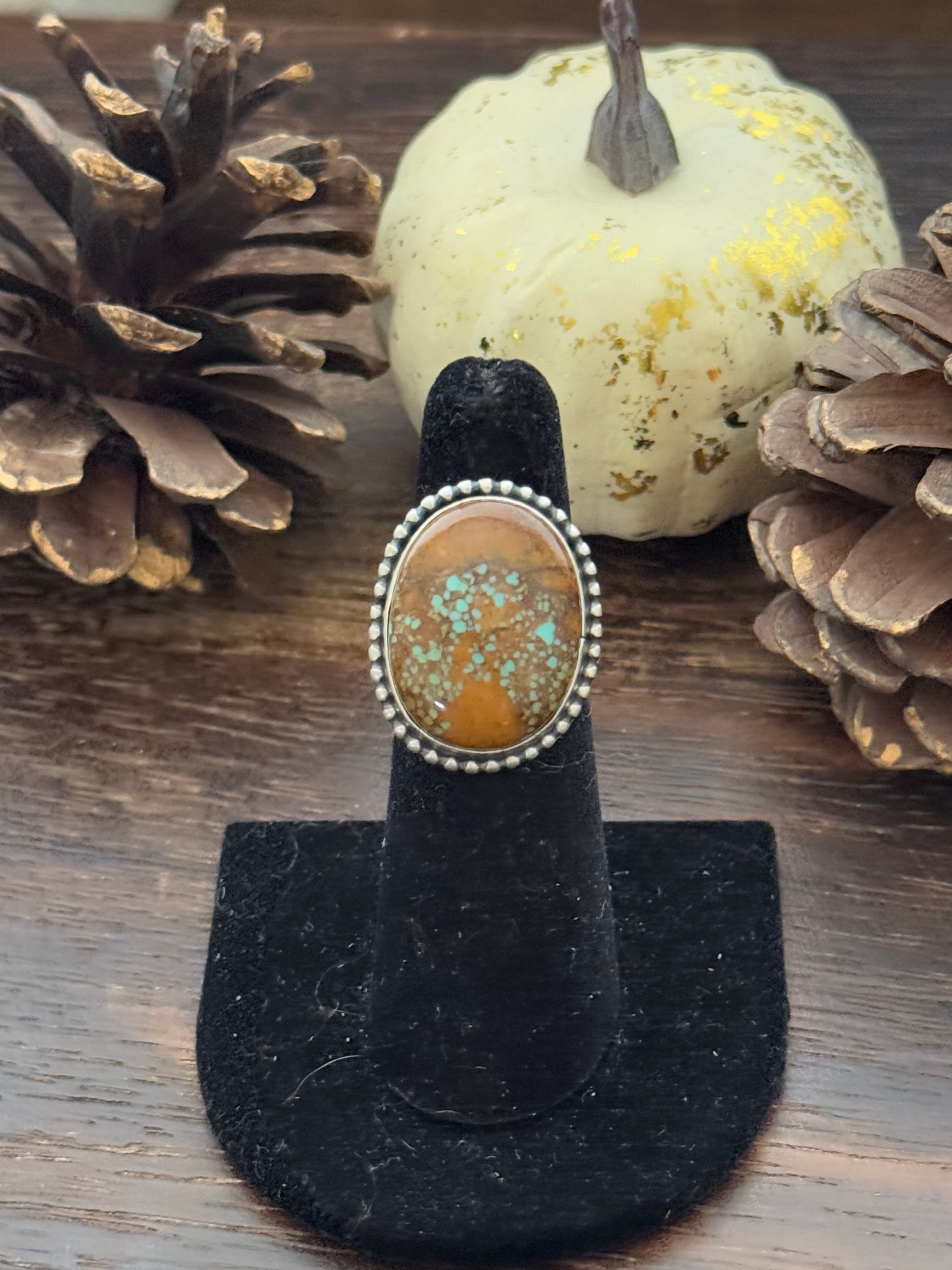 Navajo Made Turquoise Mountain & Sterling Silver Ring Size 5.75