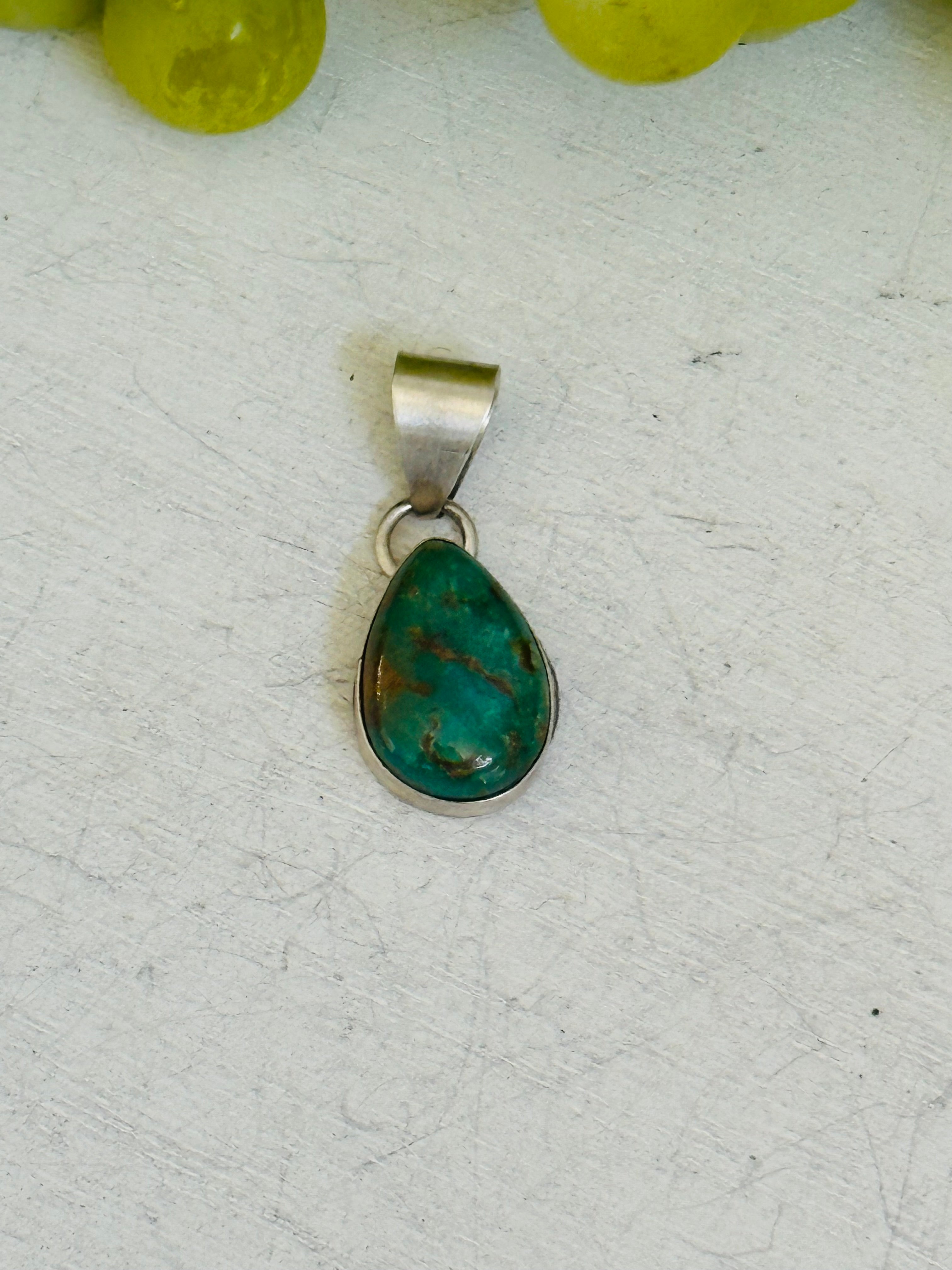 Navajo Made Carico Lake Turquoise & Sterling Silver Pendant