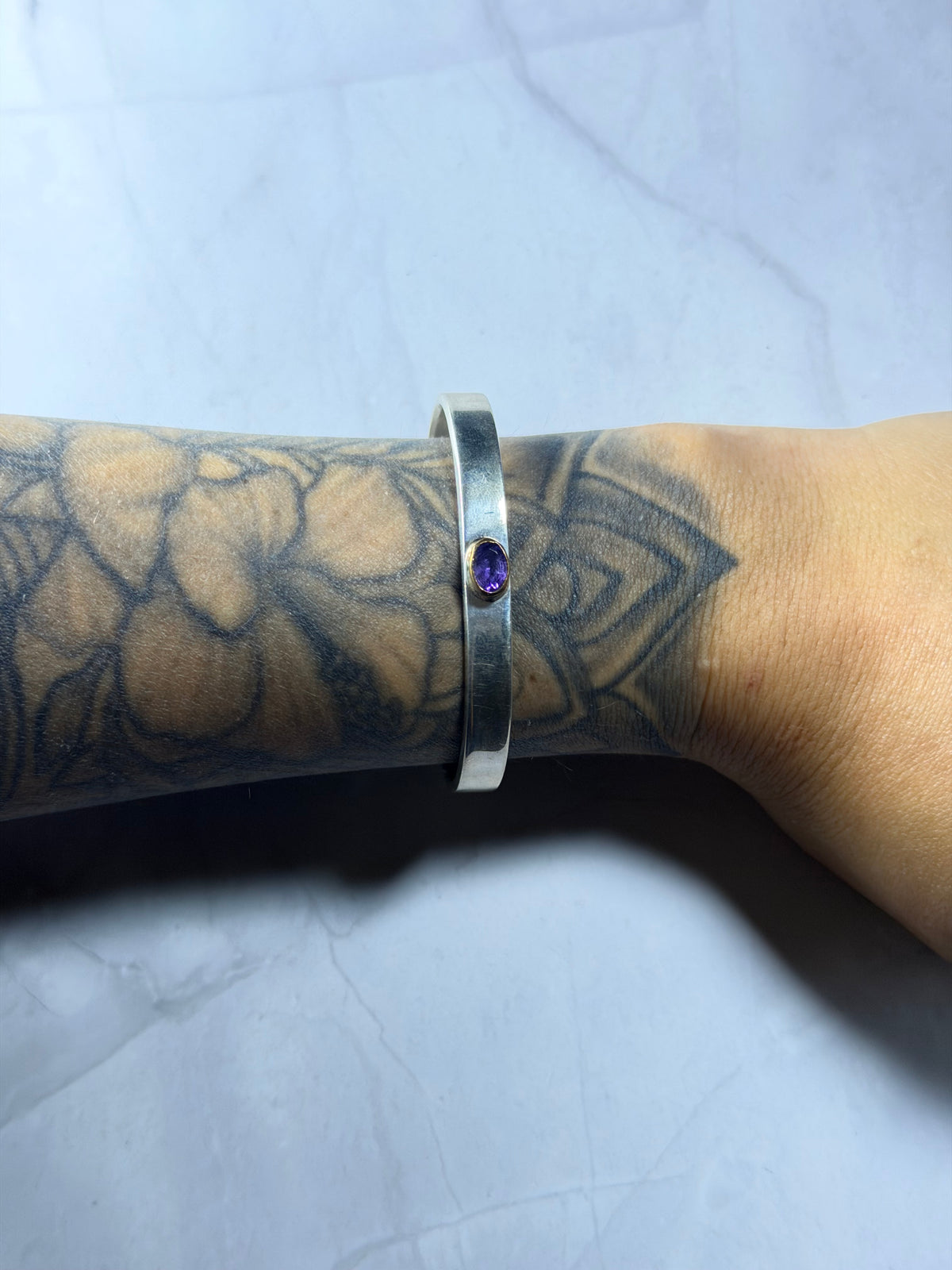 Greg Yazzie 12K Gold Filled Amethyst & Sterling Silver Cuff Bracelet