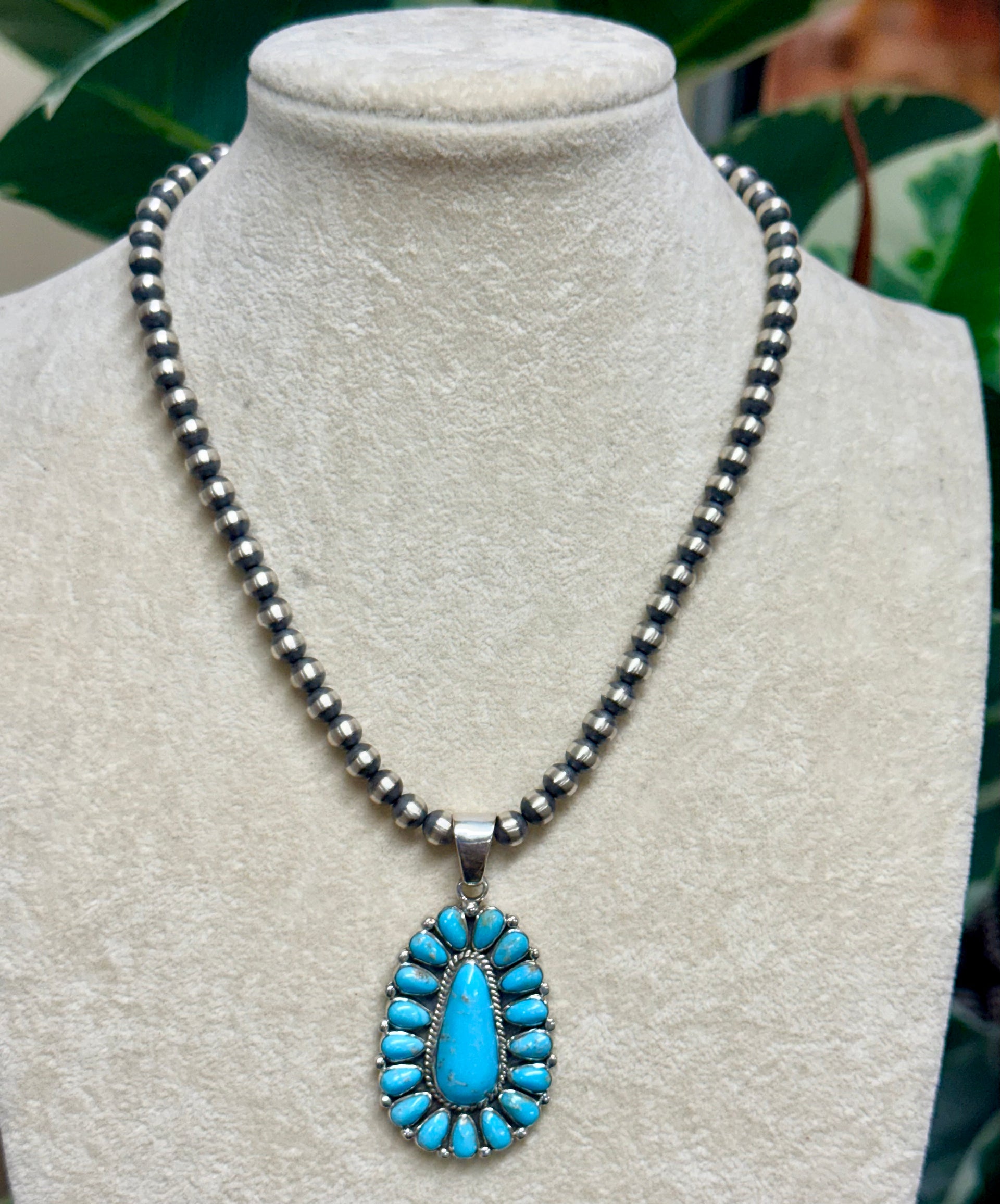 Southwest Handmade Turquoise & Sterling Silver Pendant Set