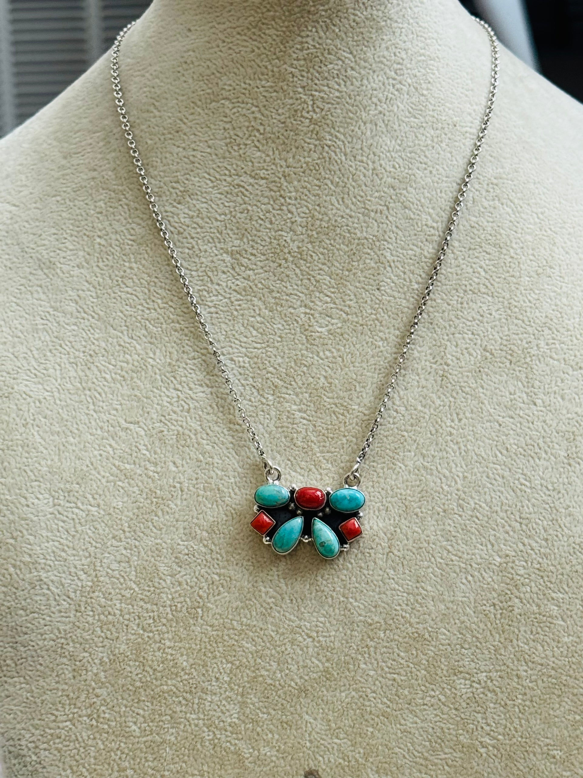 Southwest Made Multi Stone & Sterling Silver Necklace