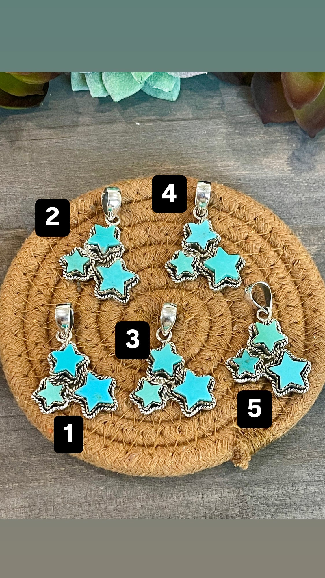 Southwest Handmade Kingman Turquoise & Sterling Silver Star Pendant