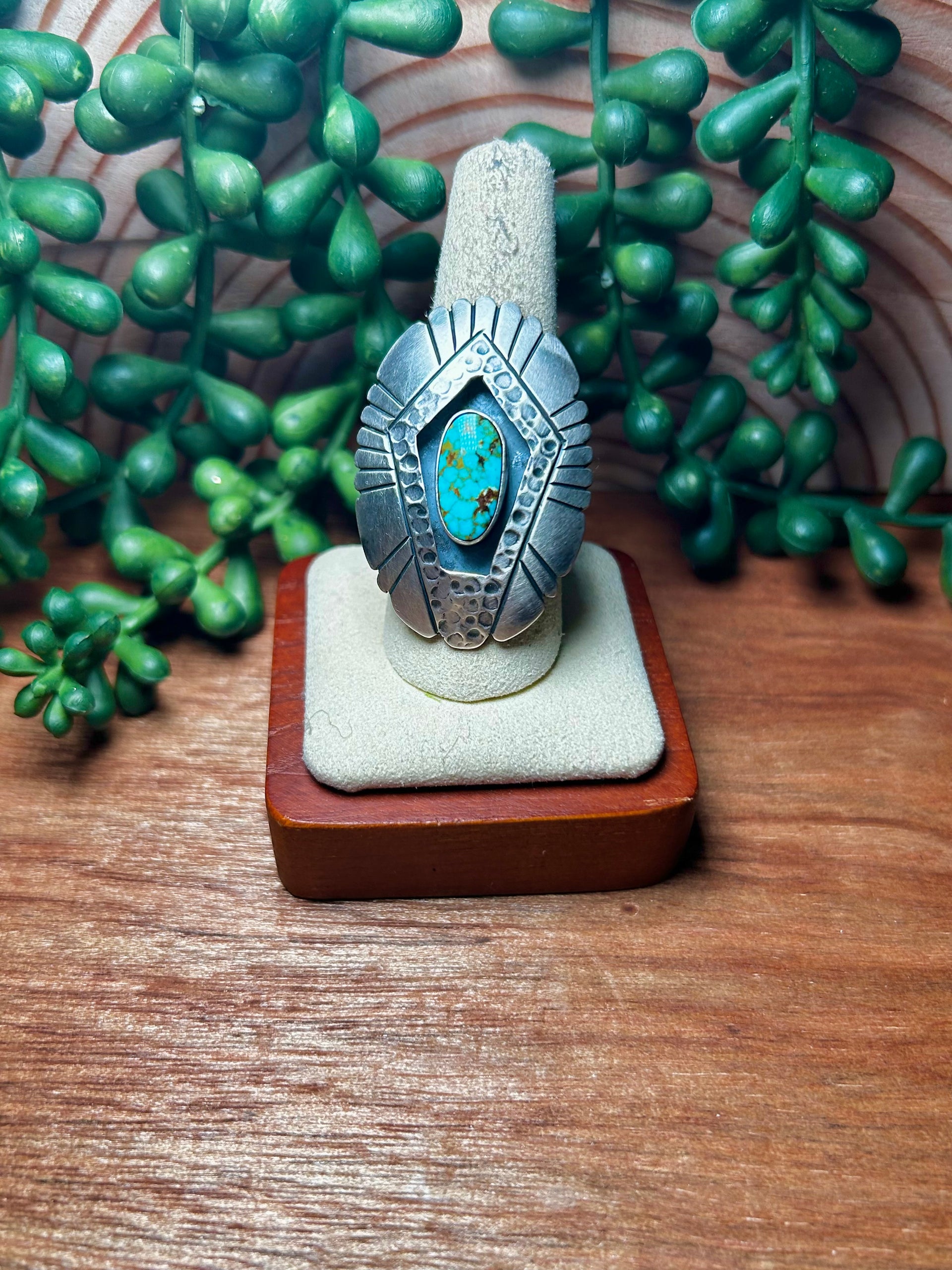 Matlilda Benally Kingman Turquoise & Sterling Silver Ring Size 9