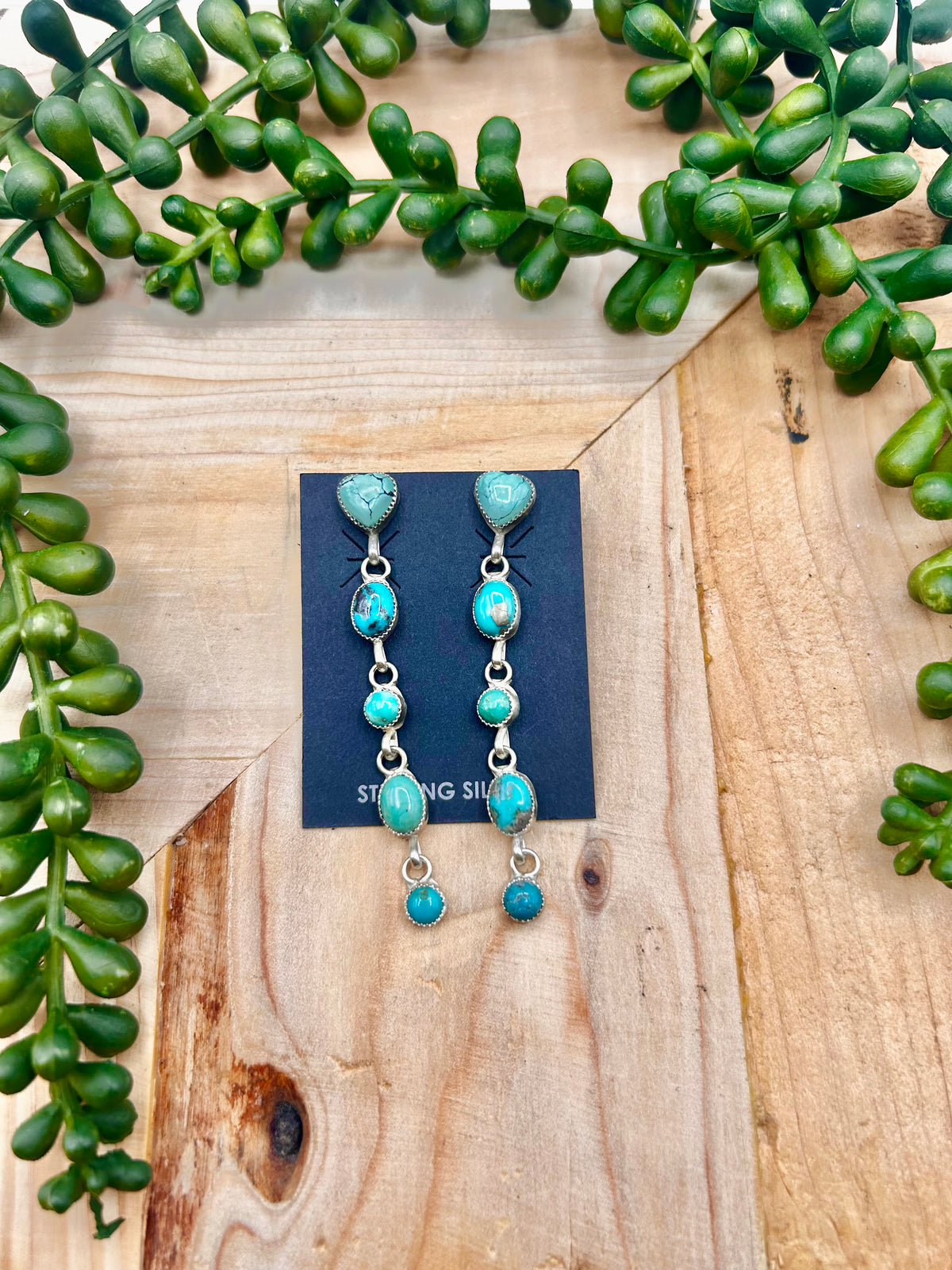 Navajo Made Mixed Turquoise & Sterling Silver Post Earrings