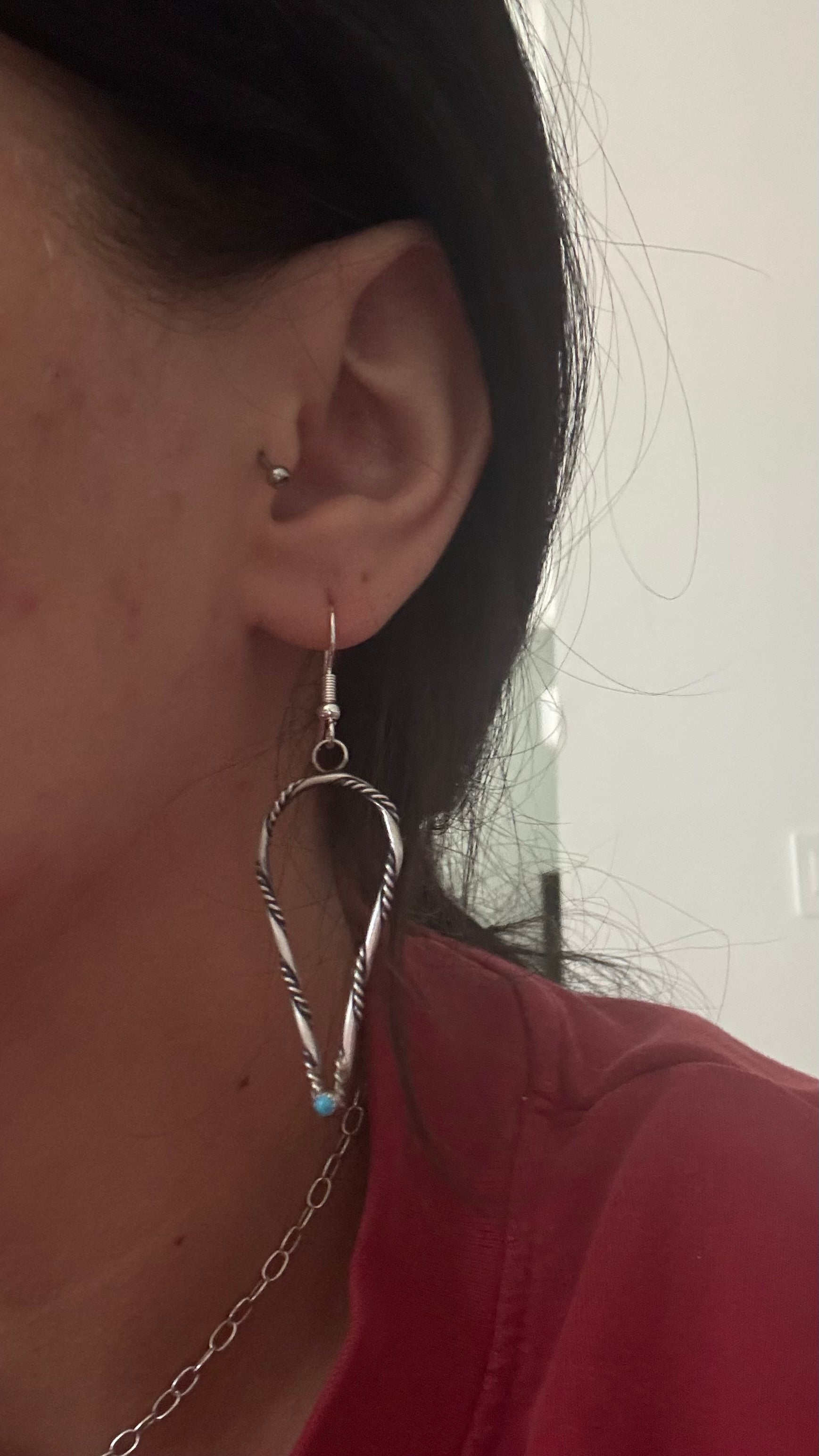 Navajo Made Kingman Turquoise & Sterling Silver Dangle Earrings