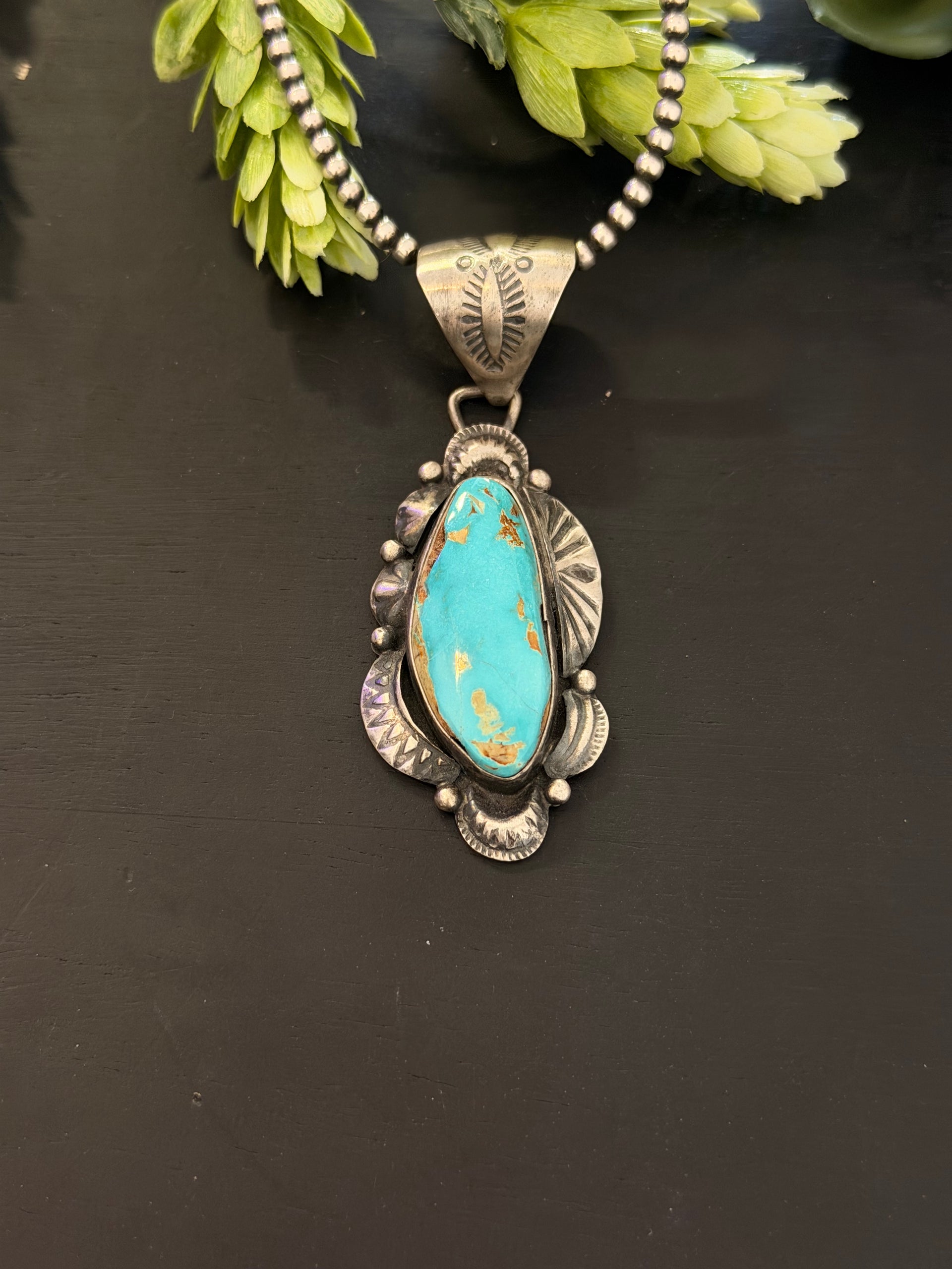 Navajo Made Royston Turquoise & Sterling Silver Pendant