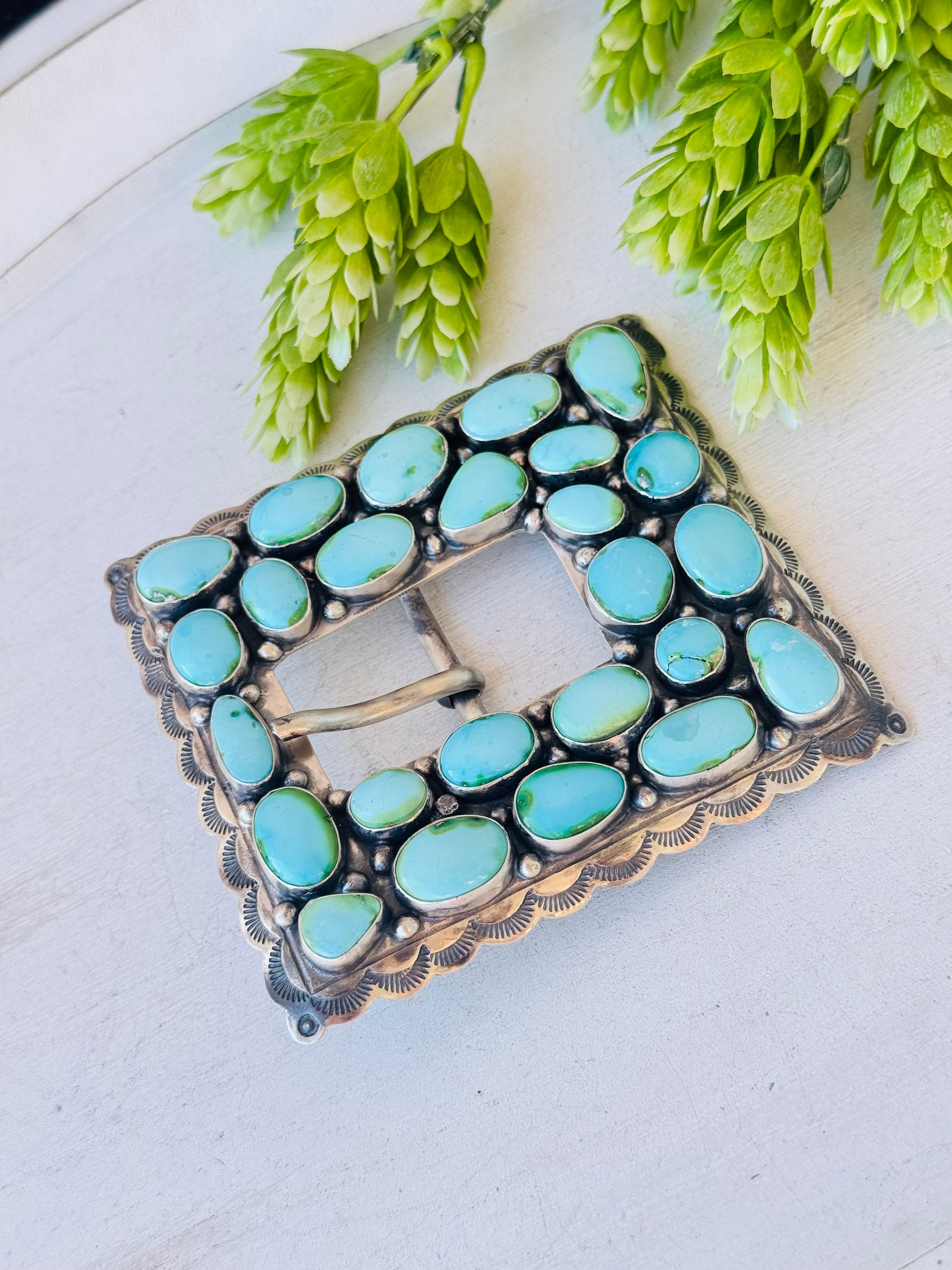 Bobby Johnson Sonoran Mountain  Turquoise & Sterling Silver Belt Buckle