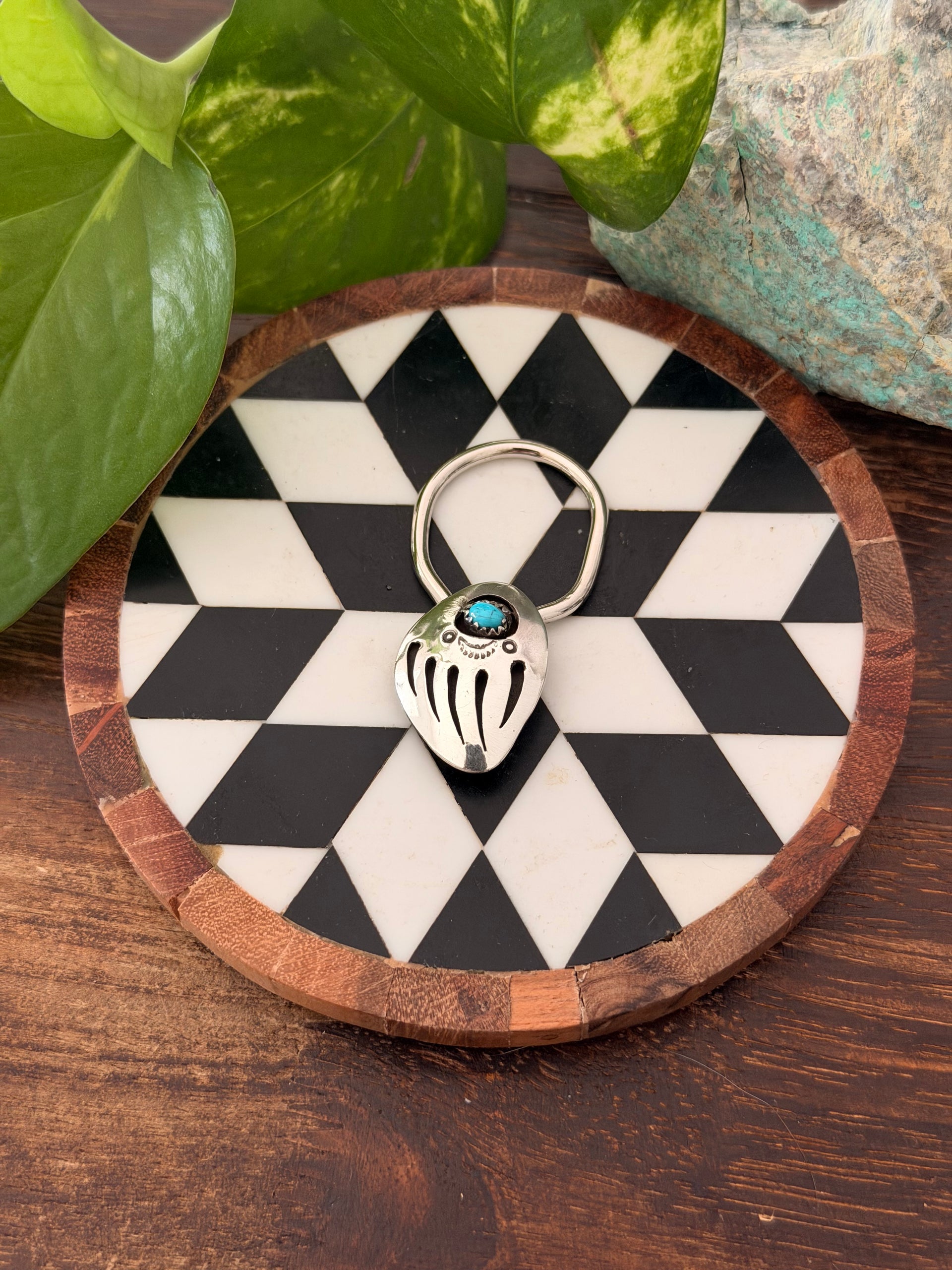 Navajo Made Kingman Turquoise & Sterling Silver Key Chain