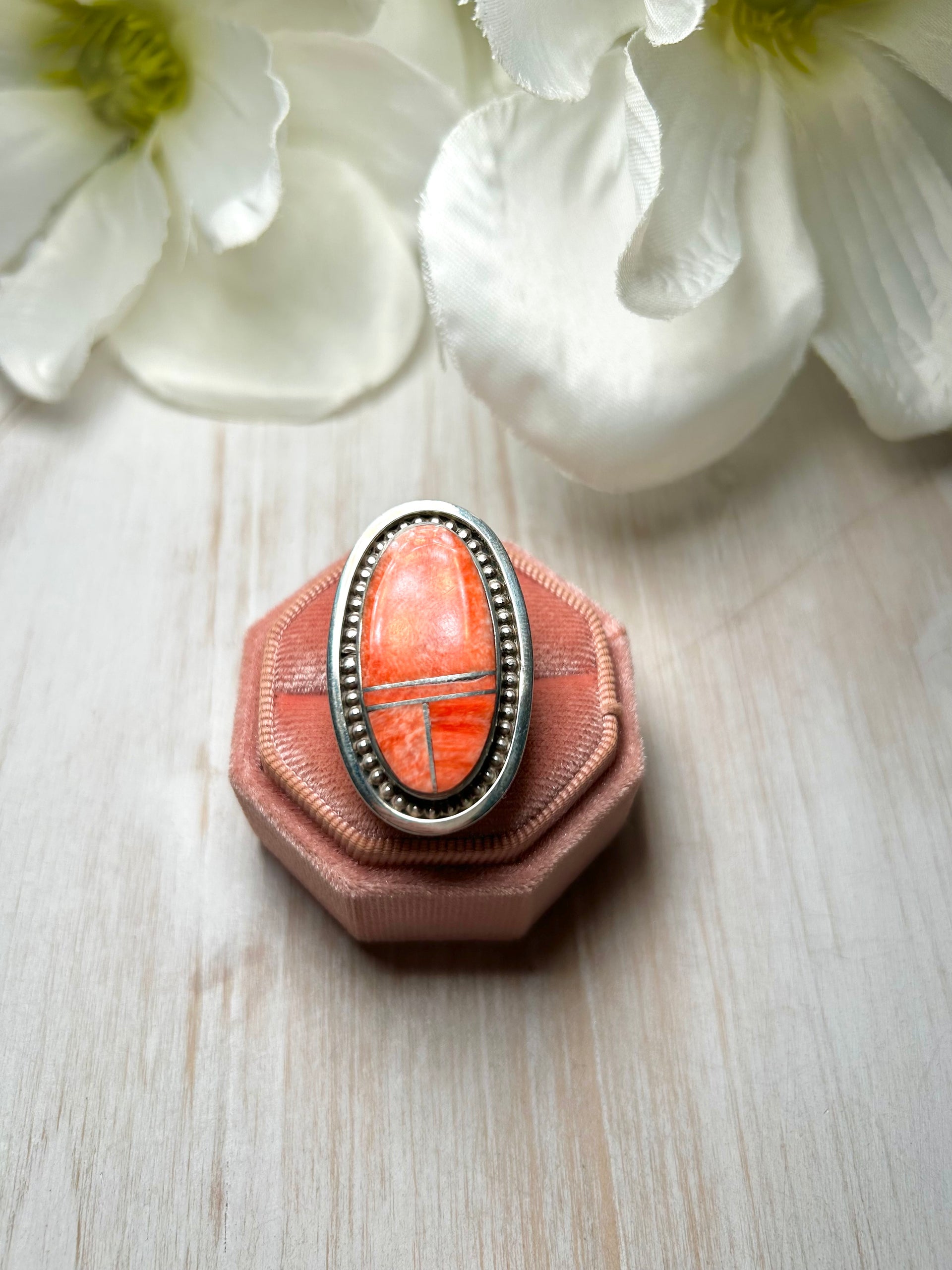 Harold Smith Spiny Oyster & Sterling Silver Ring Size 5.75