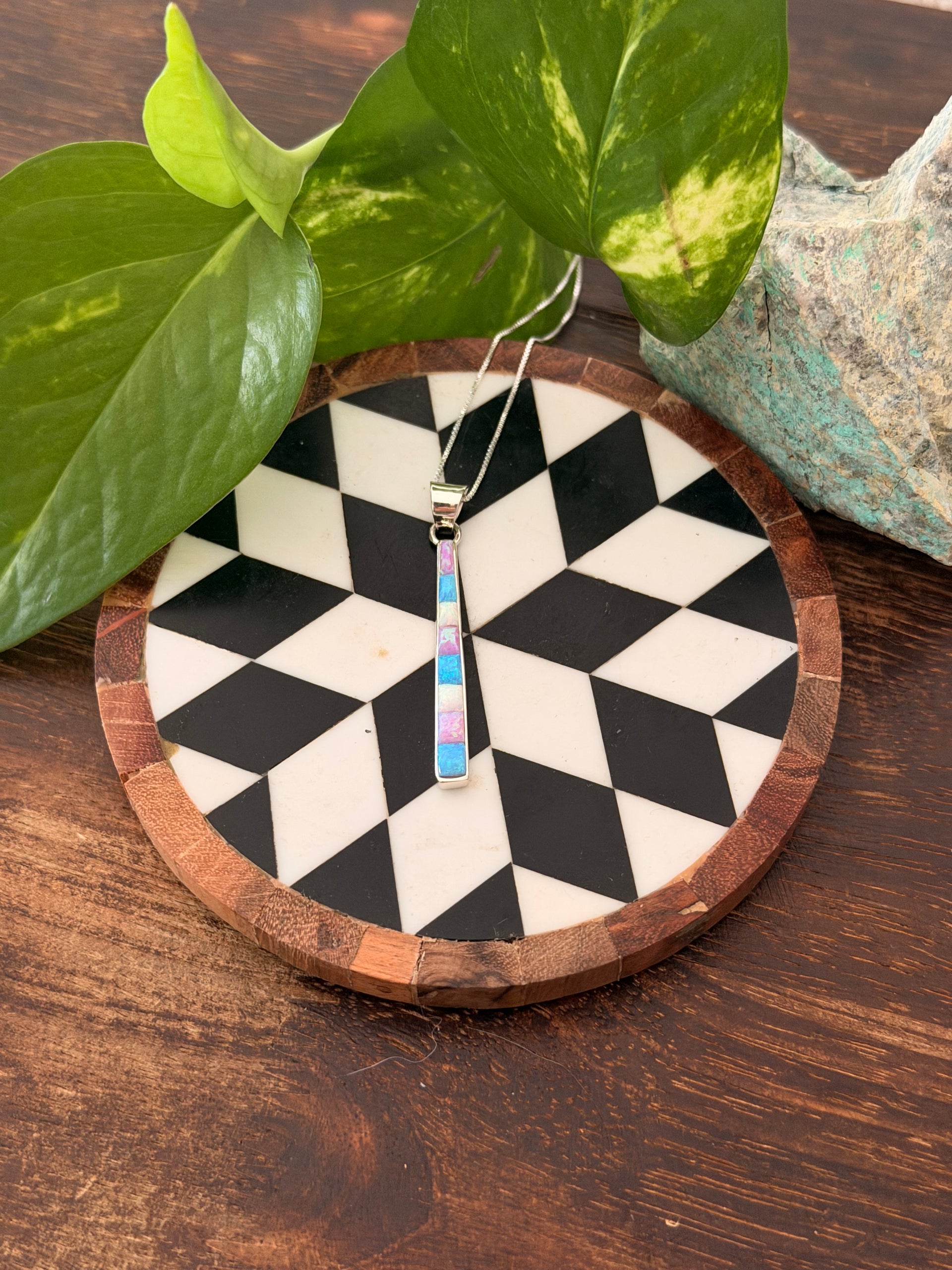 Navajo Made Opal & Sterling Silver Necklace
