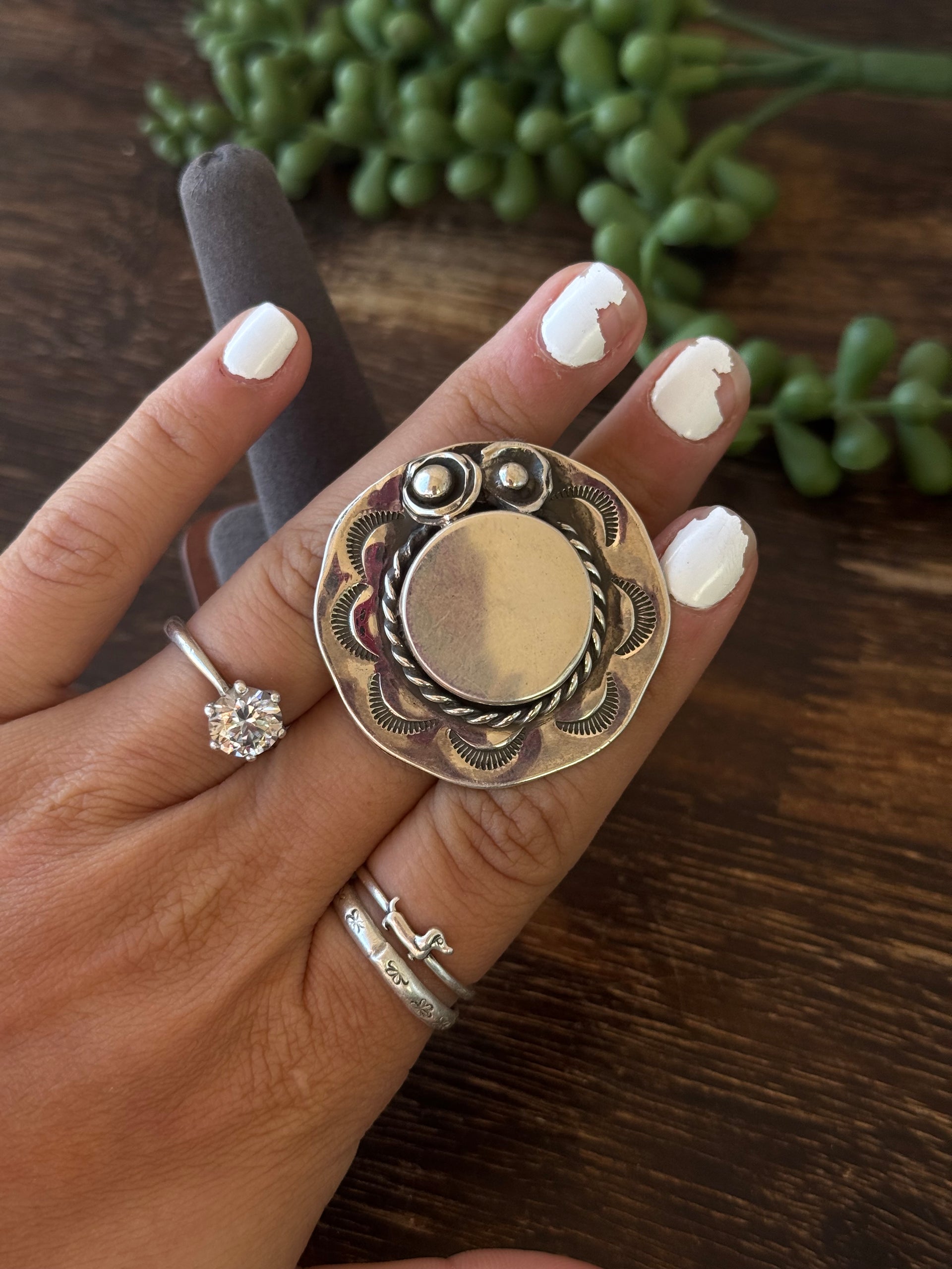 Larry Jackson Sterling Silver Adjustable Top Hat Ring