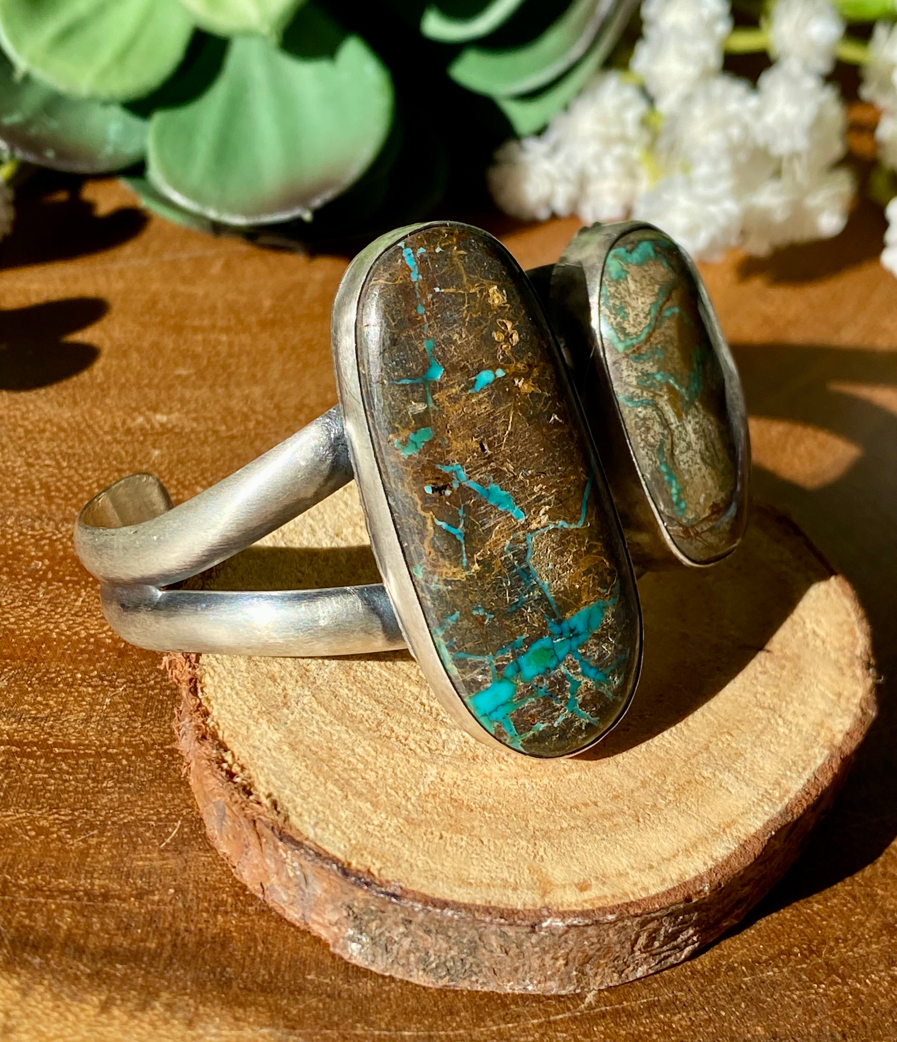 Paul Livingston Mixed Turquoise & Sterling Silver Cuff Bracelet