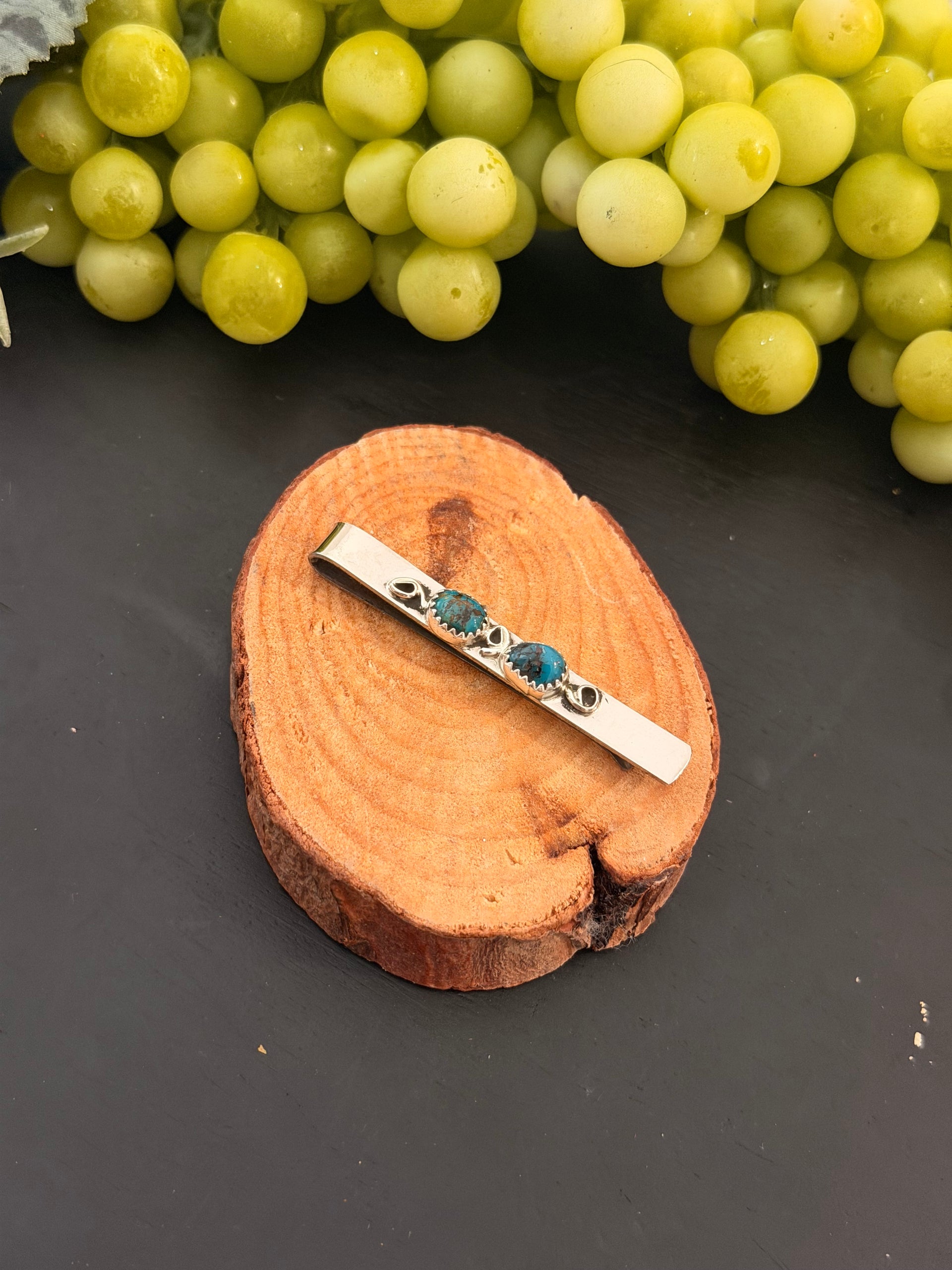 Navajo Made Kingman Turquoise & Sterling Silver Money Clip