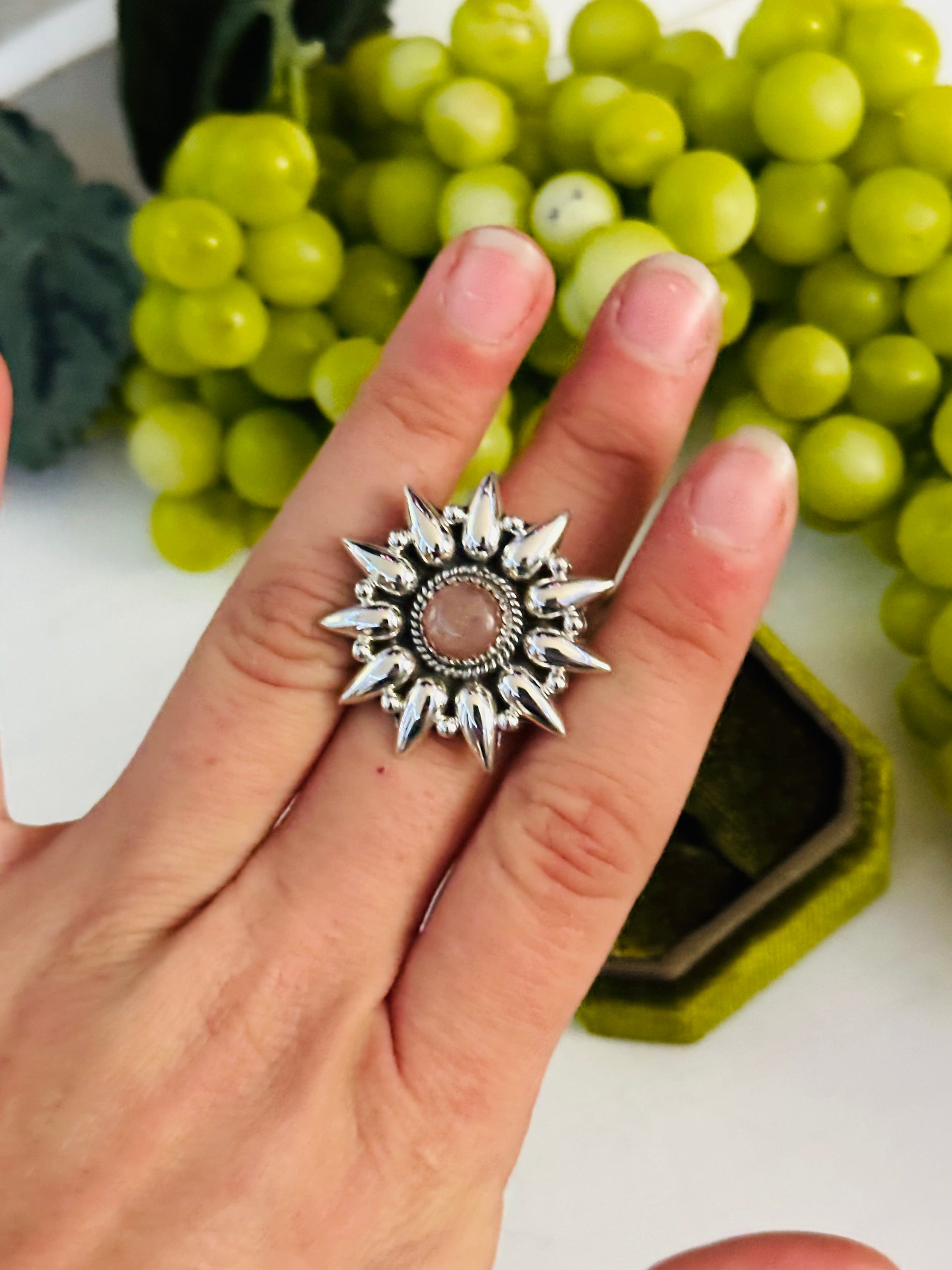 Southwest Handmade Chocolate Moonstone & Sterling Silver Adjustable Ring