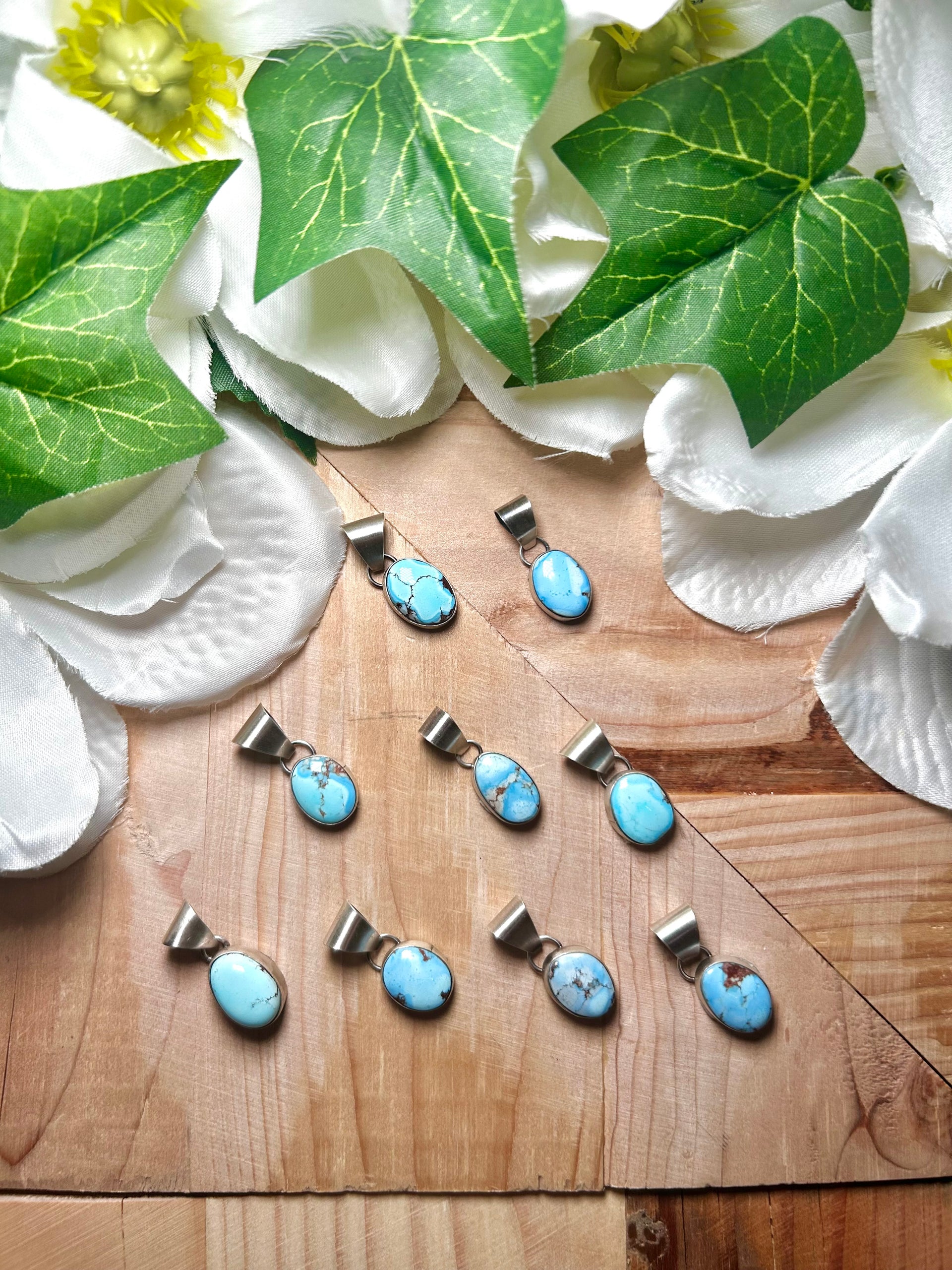 Navajo Made Golden Hill Turquoise & Sterling Silver Pendant