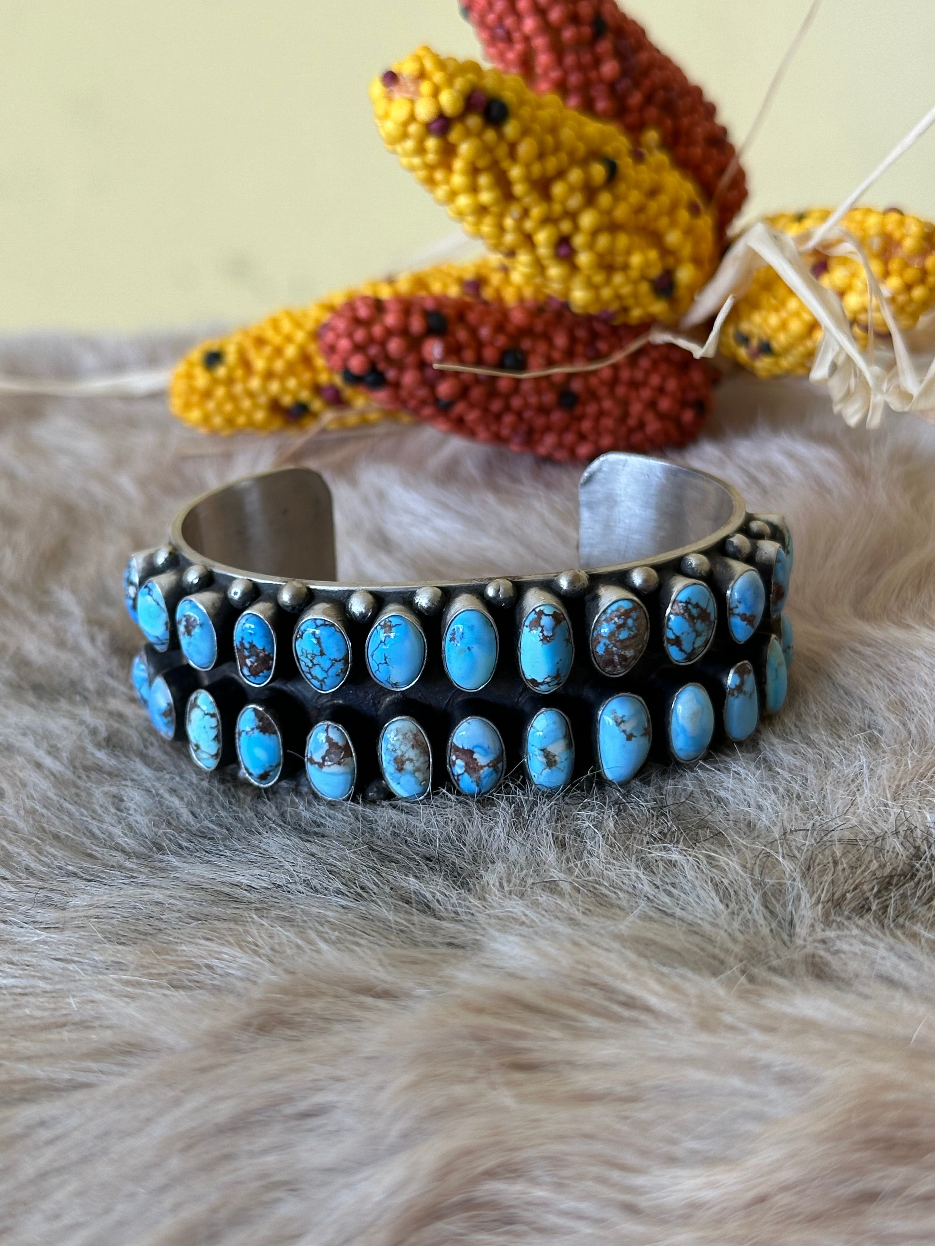 Darrin Livingston Golden Hills Turquoise & Sterling Silver Cuff Bracelet