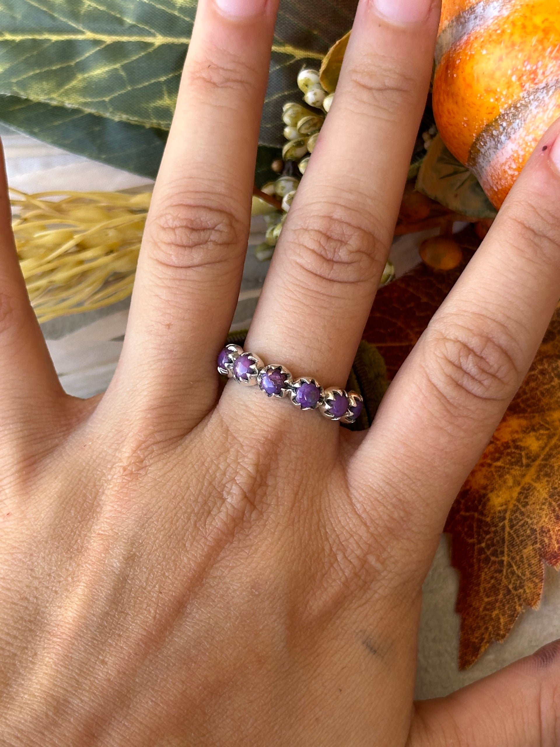 Southwest Handmade Purple Mohave Turquoise & Sterling Silver Ring
