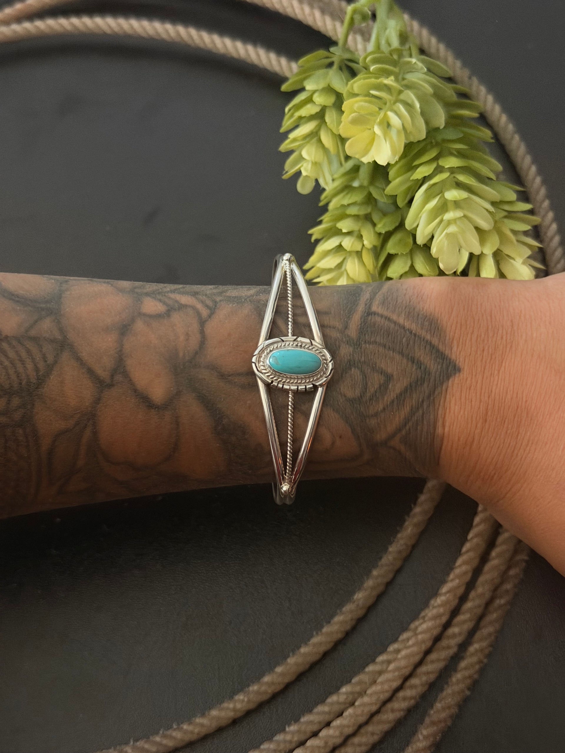 Peggy Skeets Kingman Turquoise & Sterling Silver Cuff Bracelet