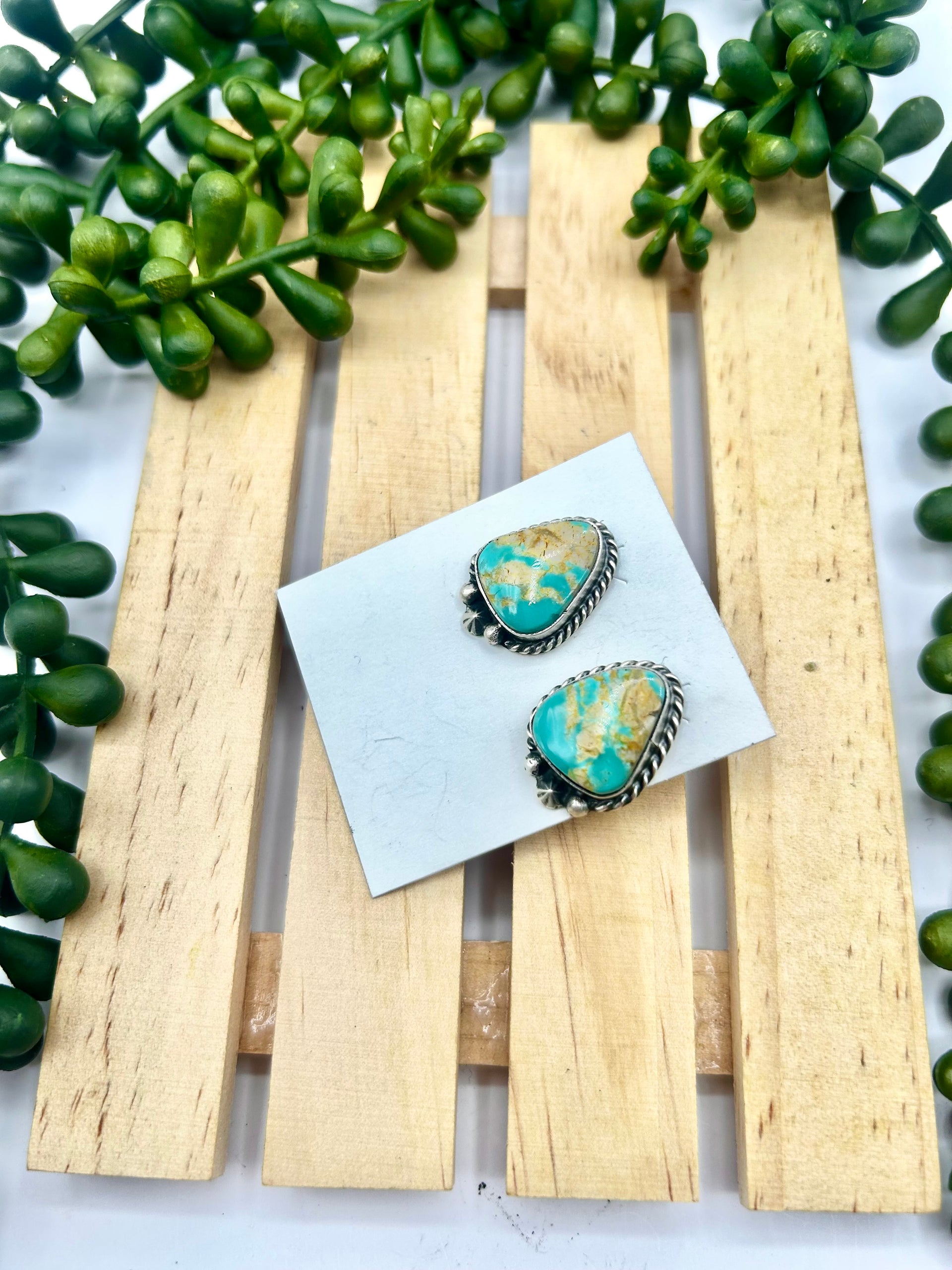 Chassily Belone Kingman Turquoise & Sterling Silver Post Earrings