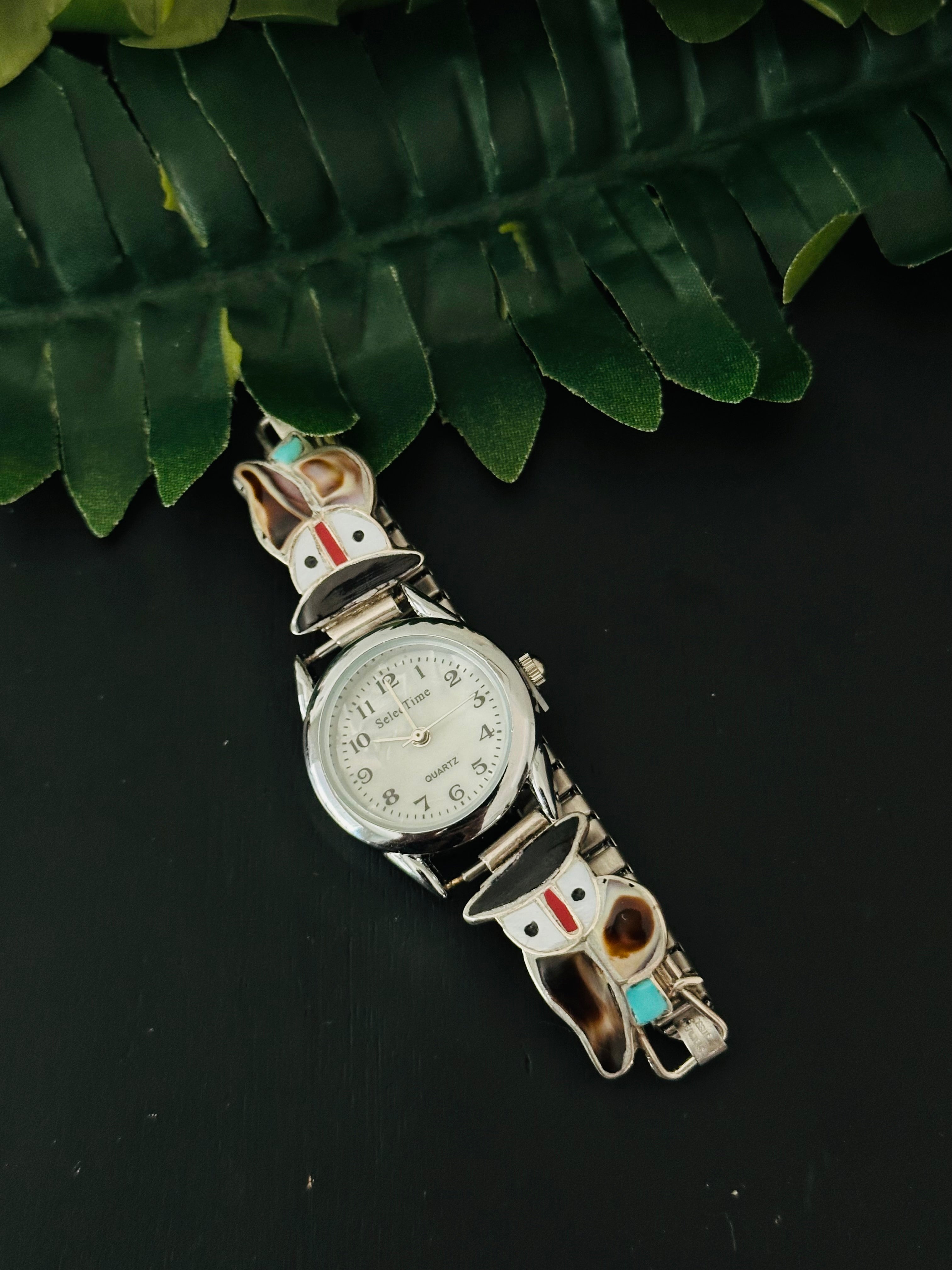 Zuni Made Sterling Silver Inlay Adjustable Watch