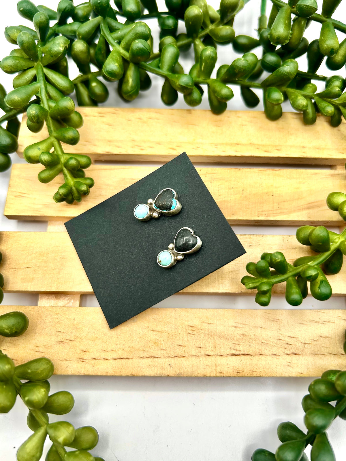 Navajo Made Mixed Turquoise & Sterling Silver Post Earrings