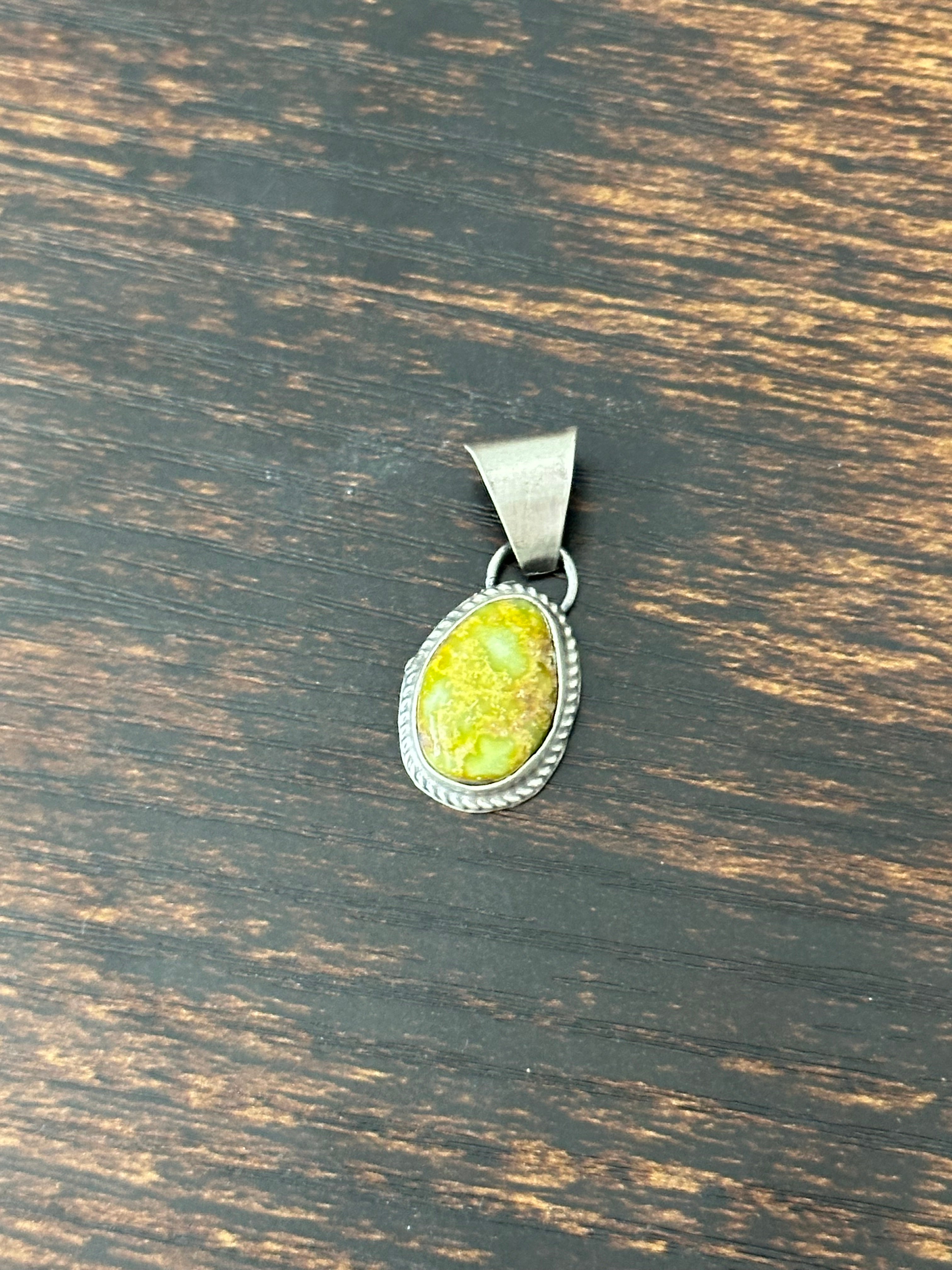 Navajo Palomino Variscite & Sterling Silver Pendant